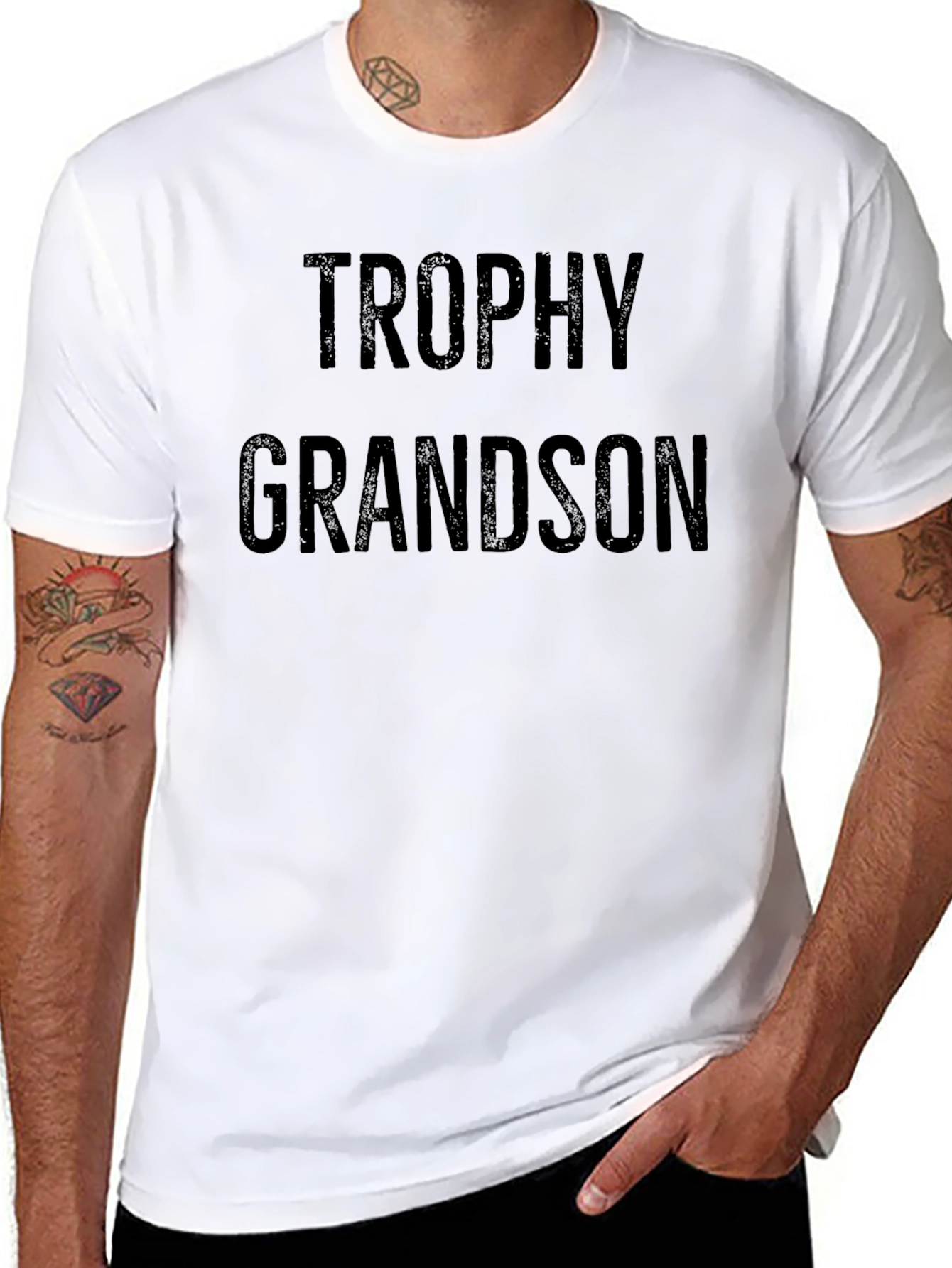 Trophy Grandson Black T-Shirt Novelty