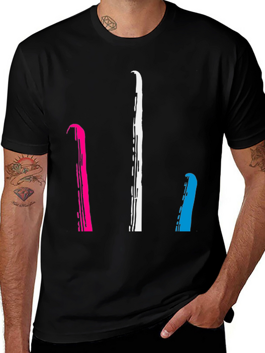 Abstract Stripe Graphic Tee - Mens Black T-Shirt