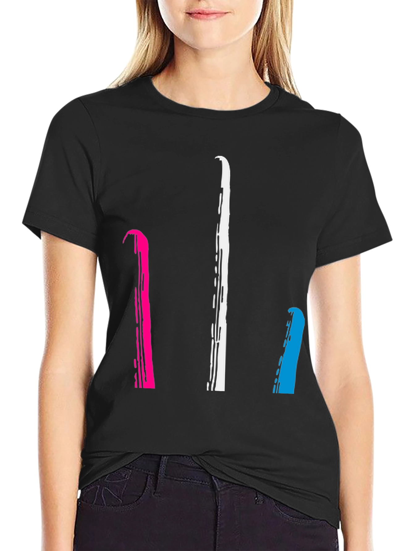 Abstract Stripe Graphic Tee - Mens Black T-Shirt
