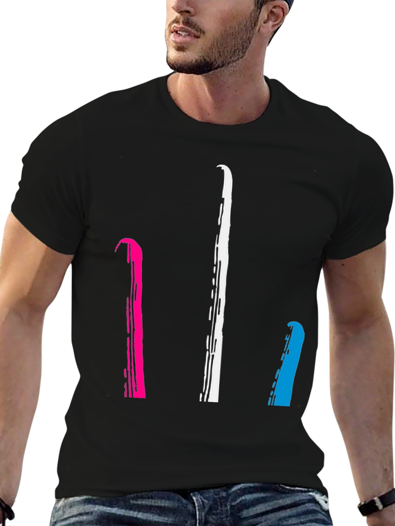 Abstract Stripe Graphic Tee - Mens Black T-Shirt
