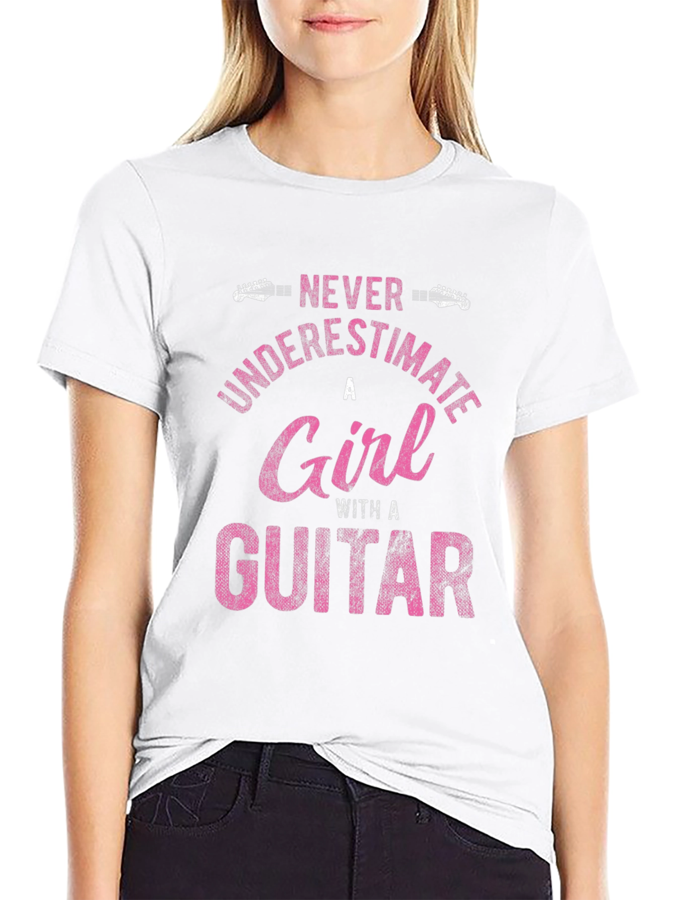 Never Underestimate A Girl Guitar T-Shirt