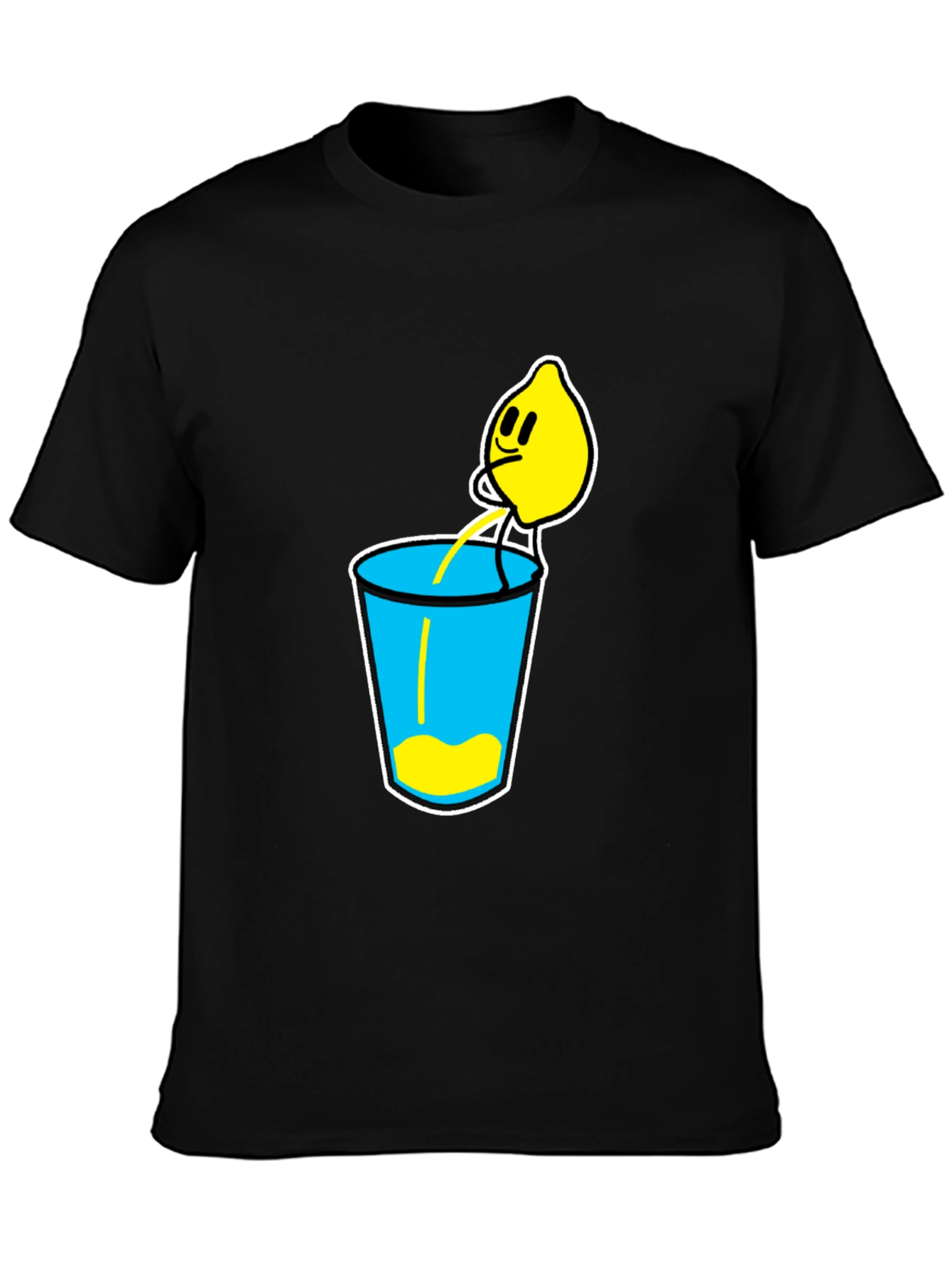 Lemonade Cartoon Graphic Black T-Shirt