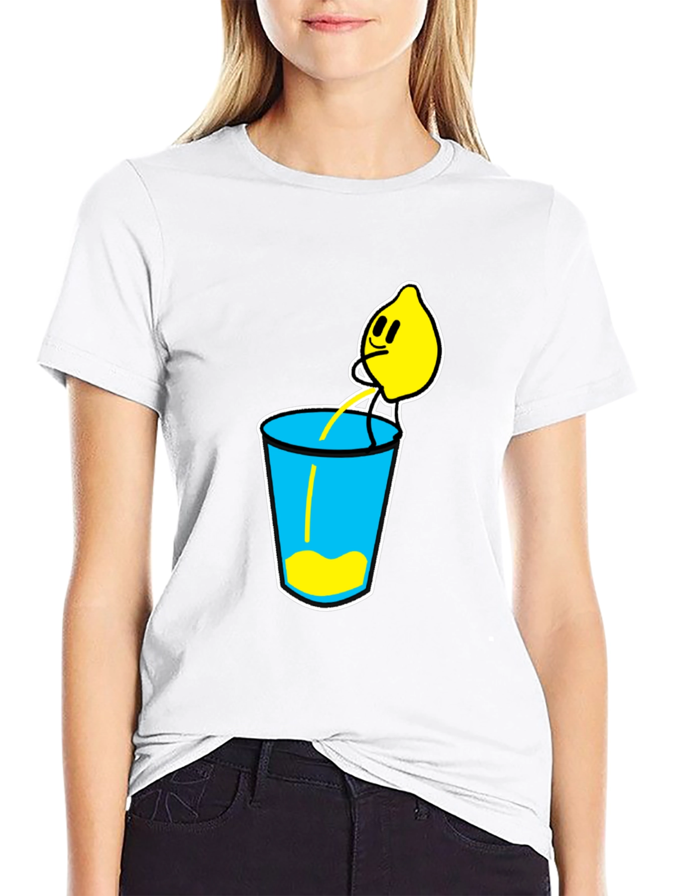 Lemonade Cartoon Graphic Black T-Shirt