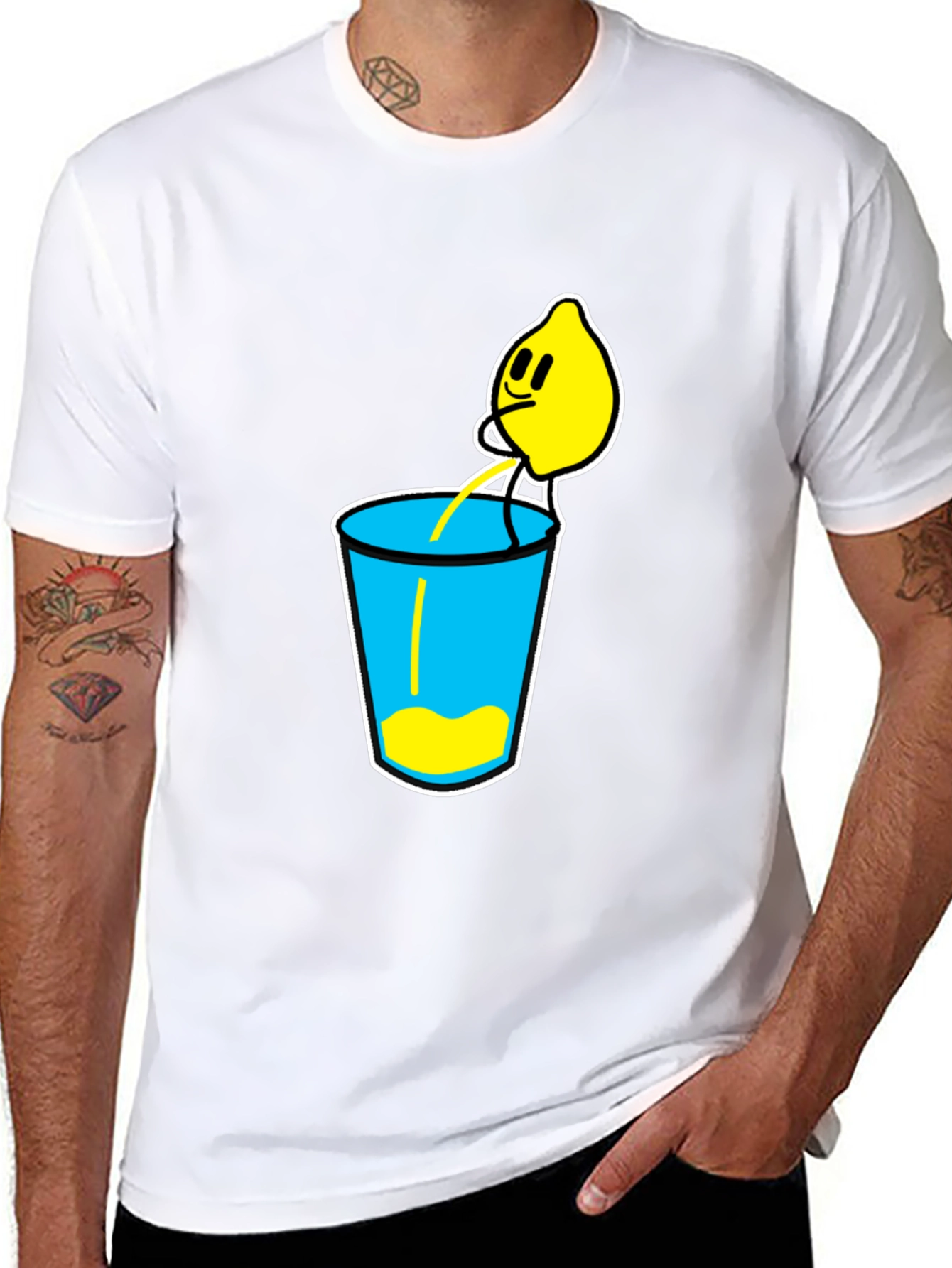 Lemonade Cartoon Graphic Black T-Shirt