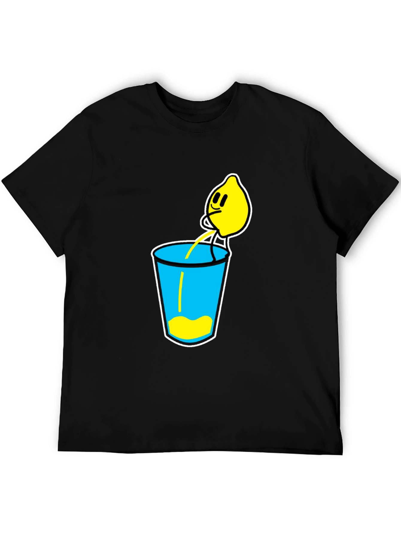 Lemonade Cartoon Graphic Black T-Shirt