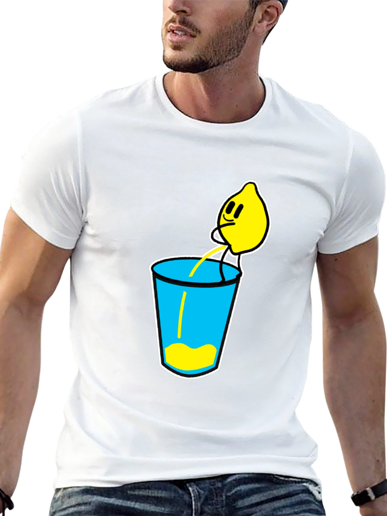 Lemonade Cartoon Graphic Black T-Shirt