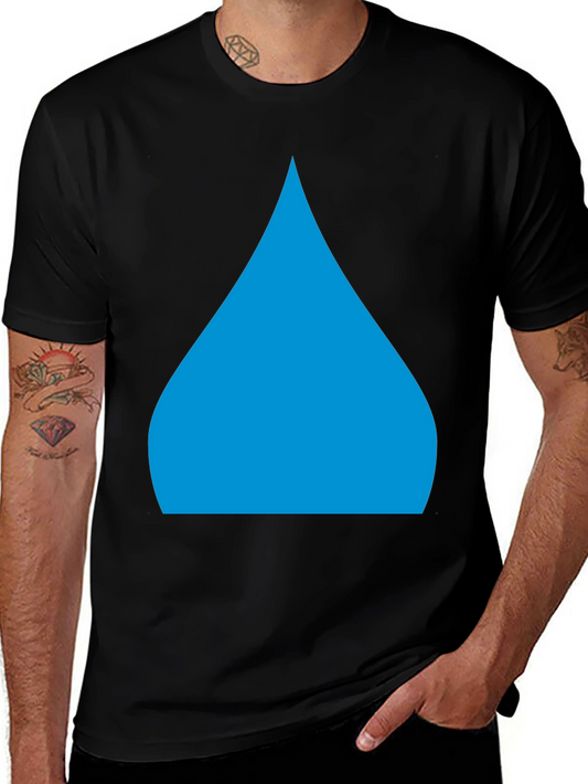 Mens Black T-Shirt with Blue Teardrop Graphic