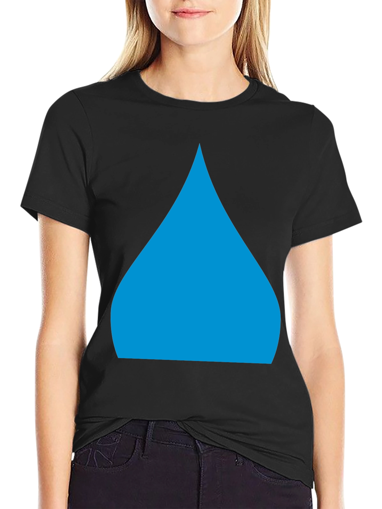 Mens Black T-Shirt with Blue Teardrop Graphic