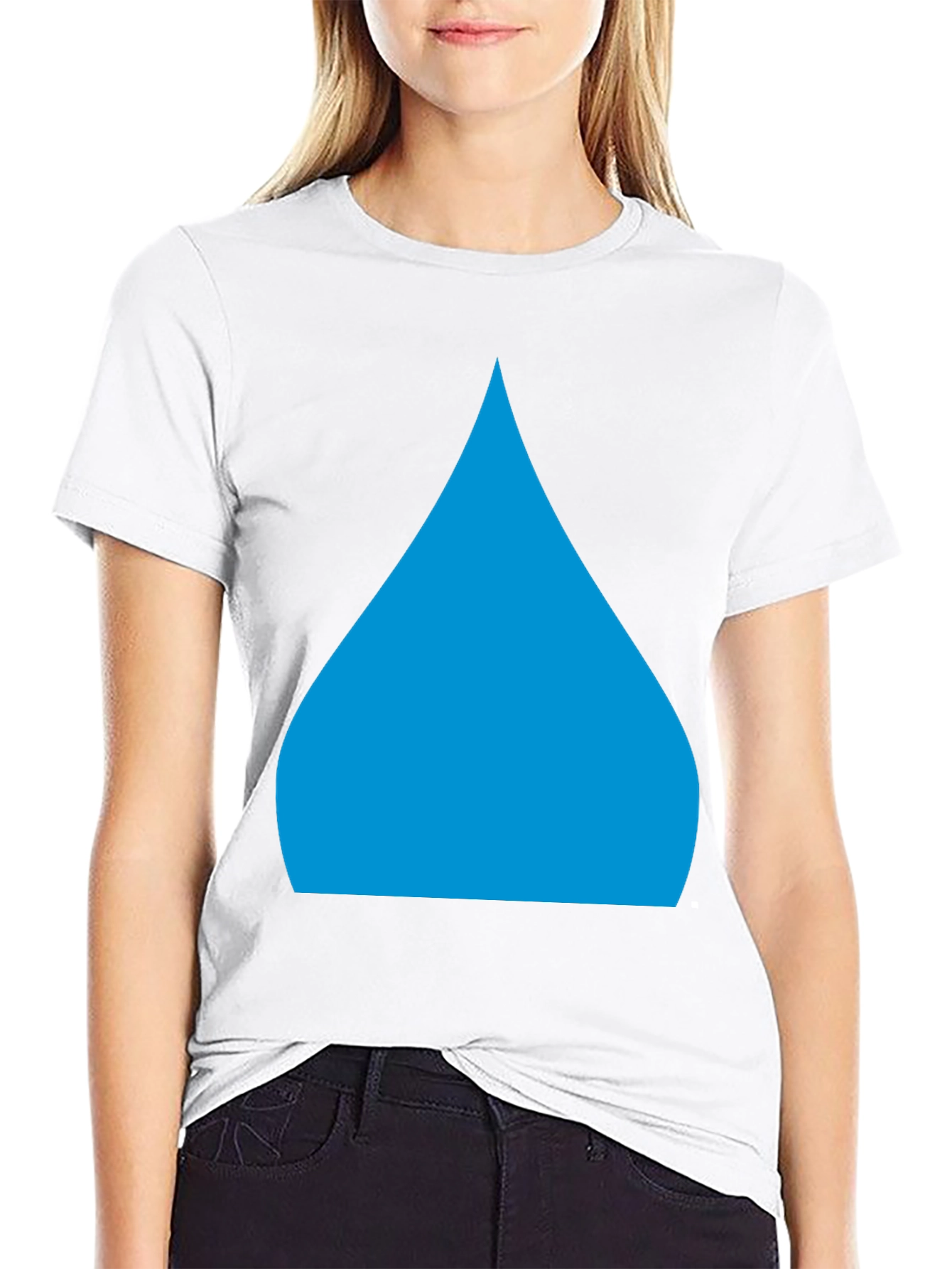 Mens Black T-Shirt with Blue Teardrop Graphic