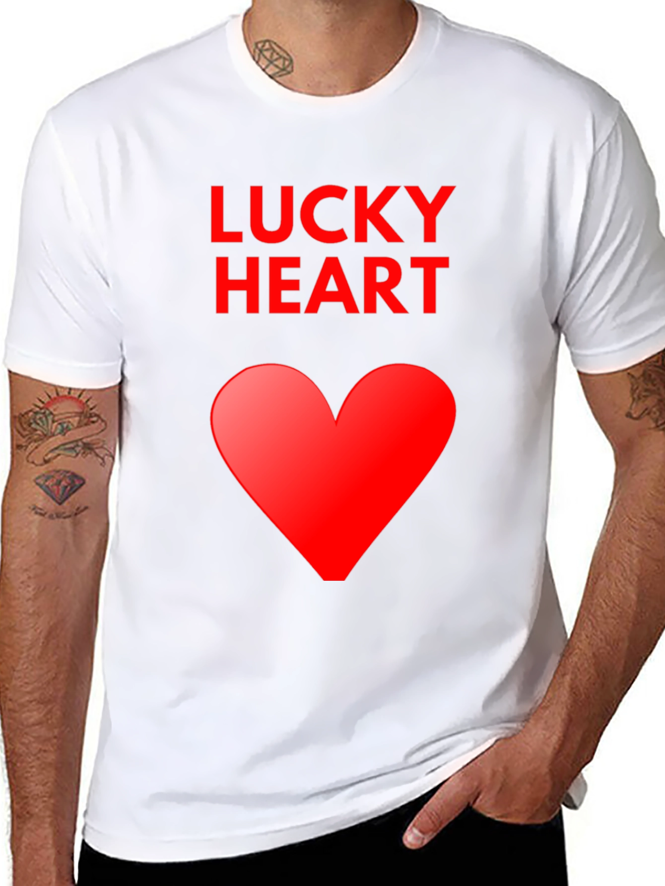 Lucky Heart Graphic Tee - Soft Cotton Blend