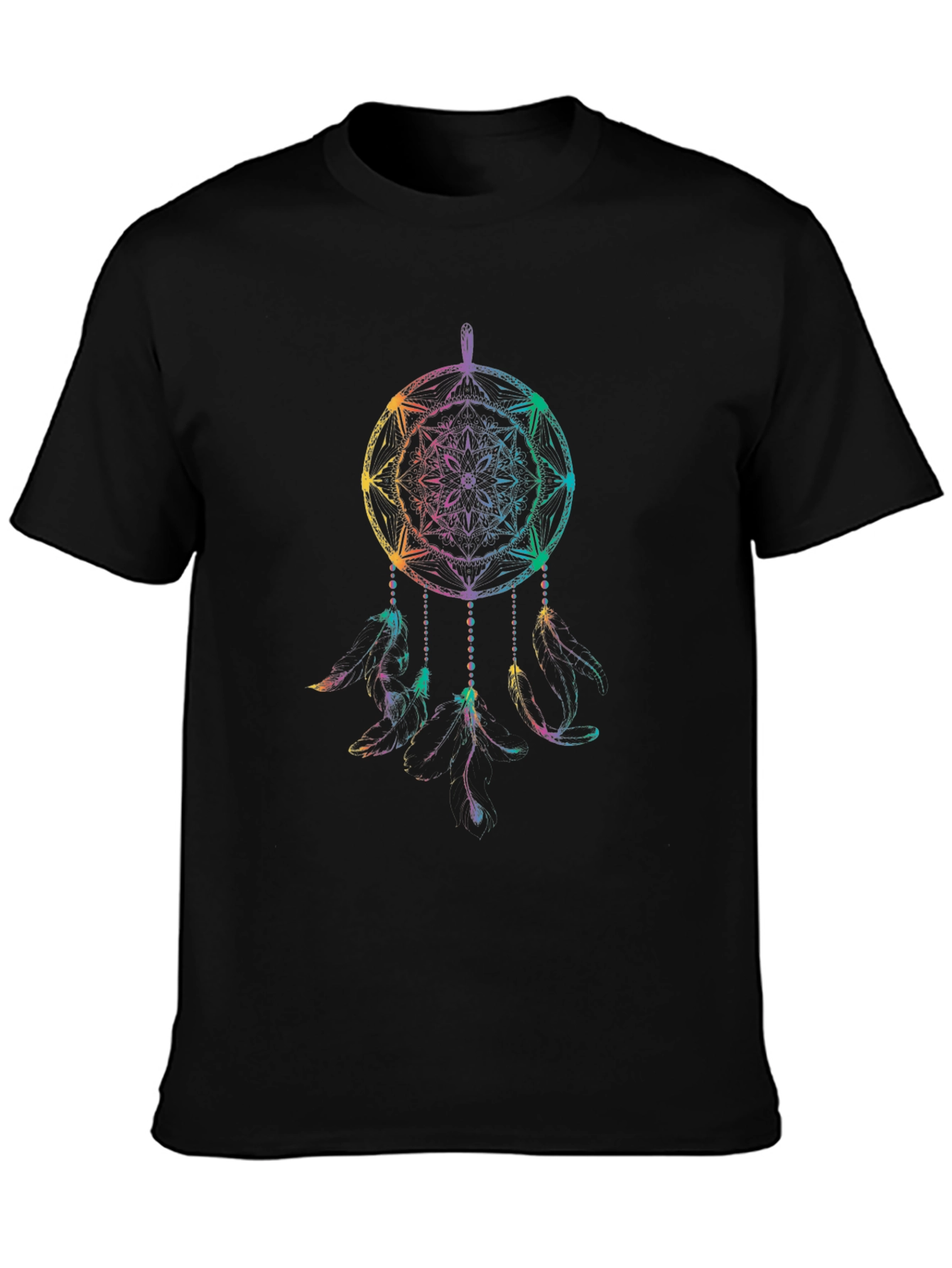 Rainbow Dreamcatcher Graphic Tee - Mens Black T-Shirt