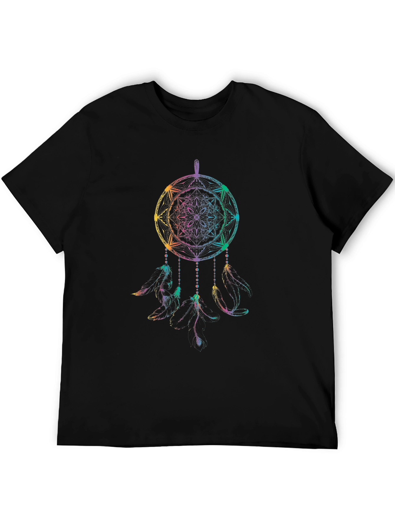 Rainbow Dreamcatcher Graphic Tee - Mens Black T-Shirt