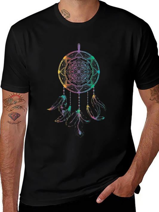 Rainbow Dreamcatcher Graphic Tee - Mens Black T-Shirt