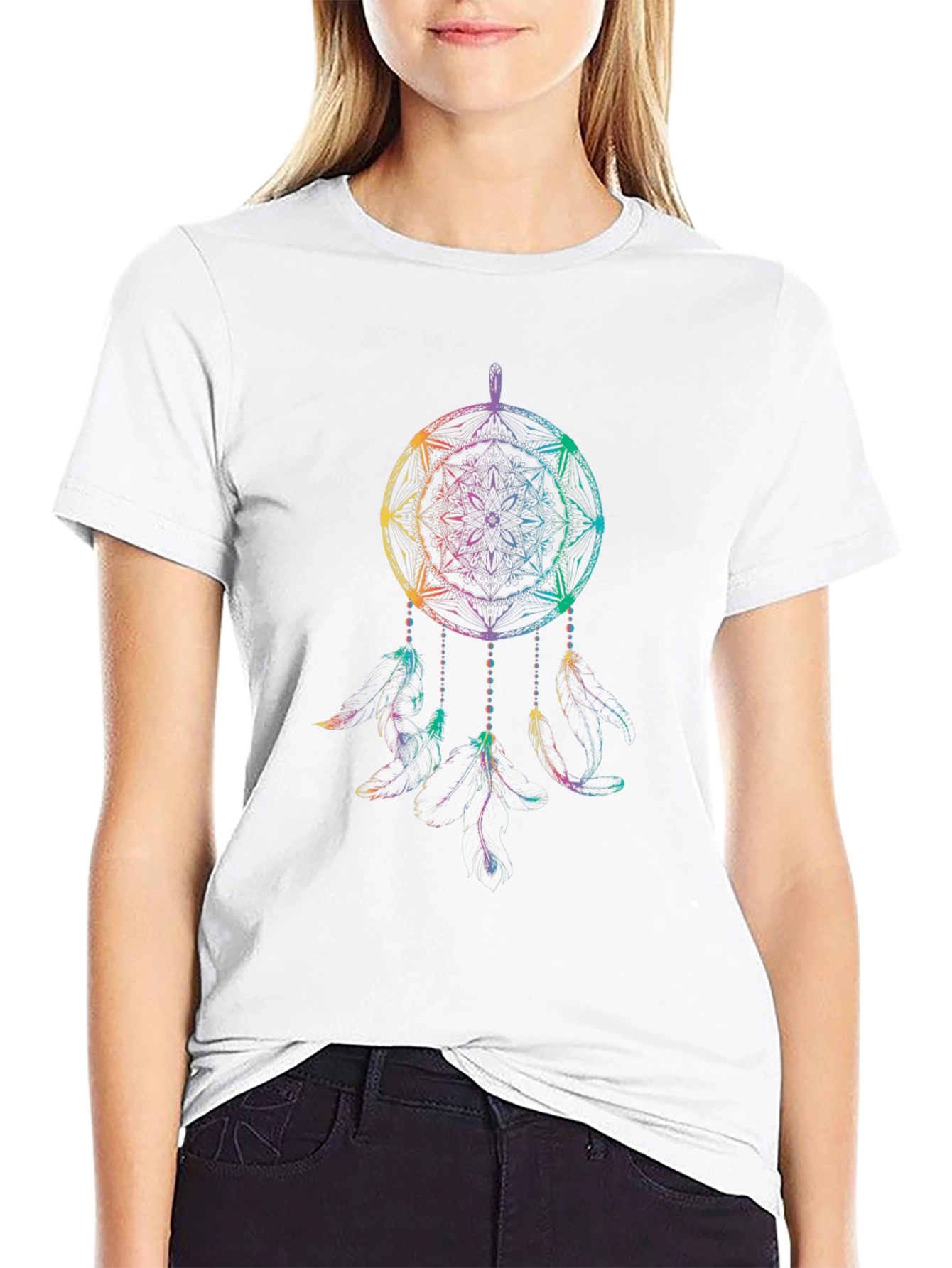 Rainbow Dreamcatcher Graphic Tee - Mens Black T-Shirt