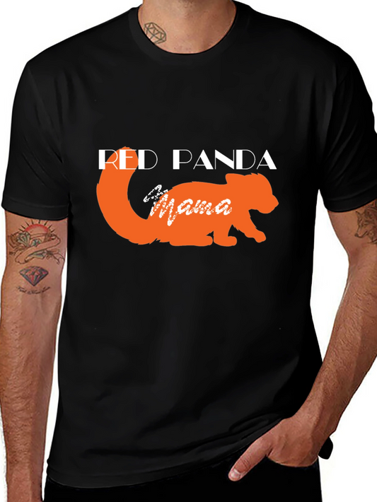 Red Panda Mama Black T-Shirt