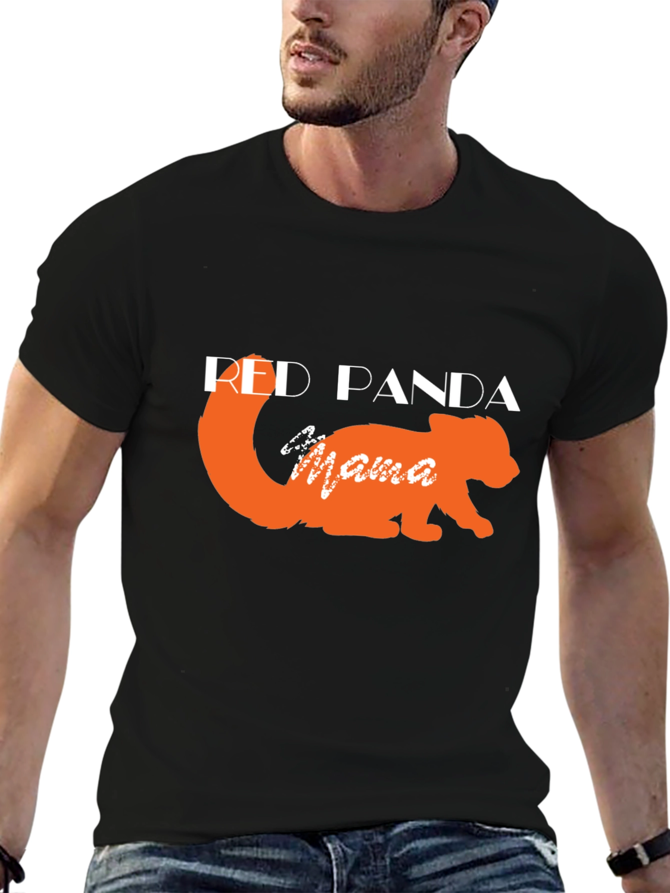 Red Panda Mama Black T-Shirt