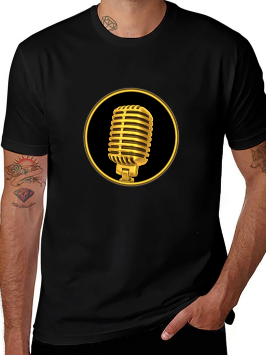 Retro Gold Microphone Black Tee