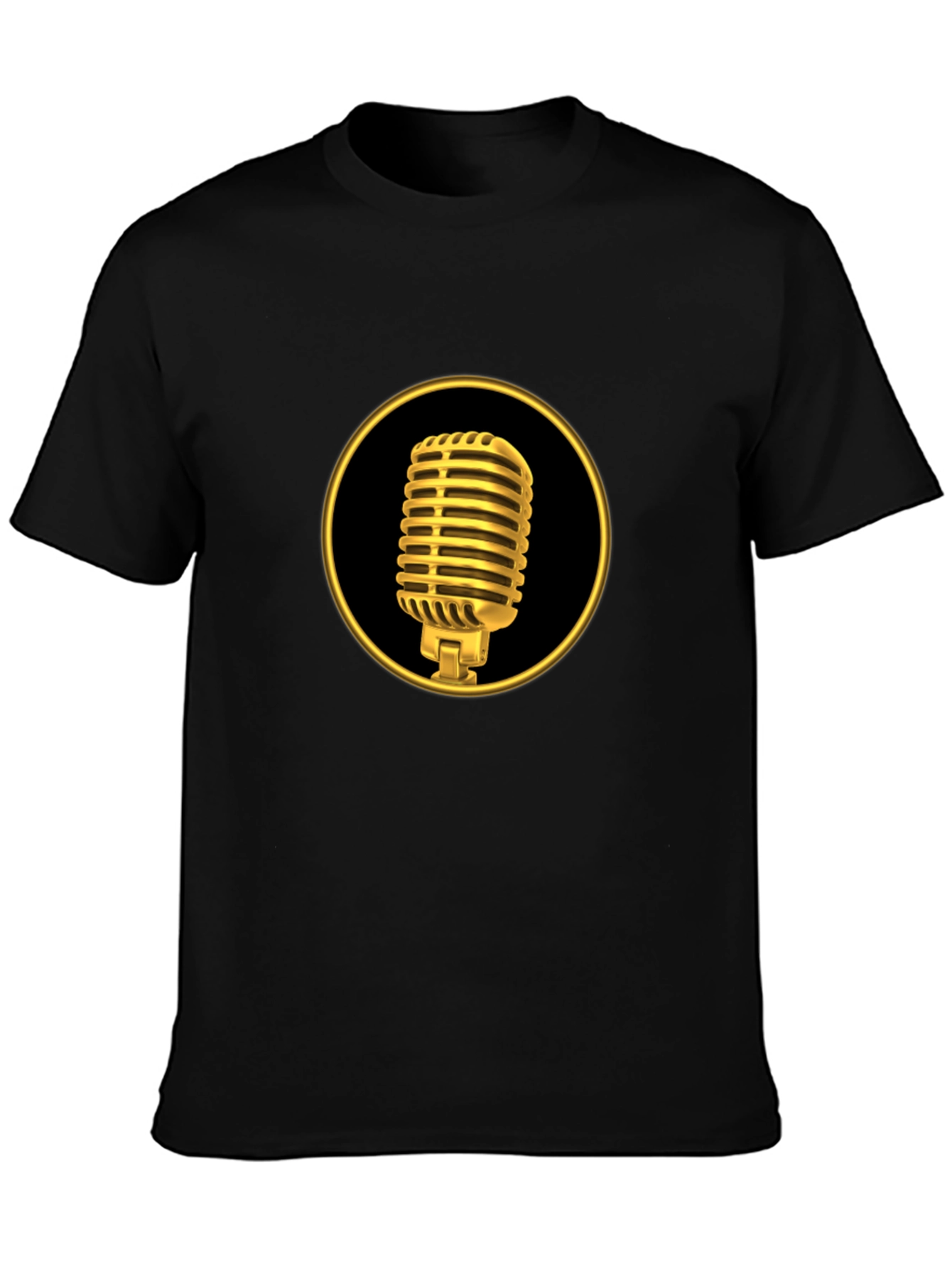 Retro Gold Microphone Black Tee