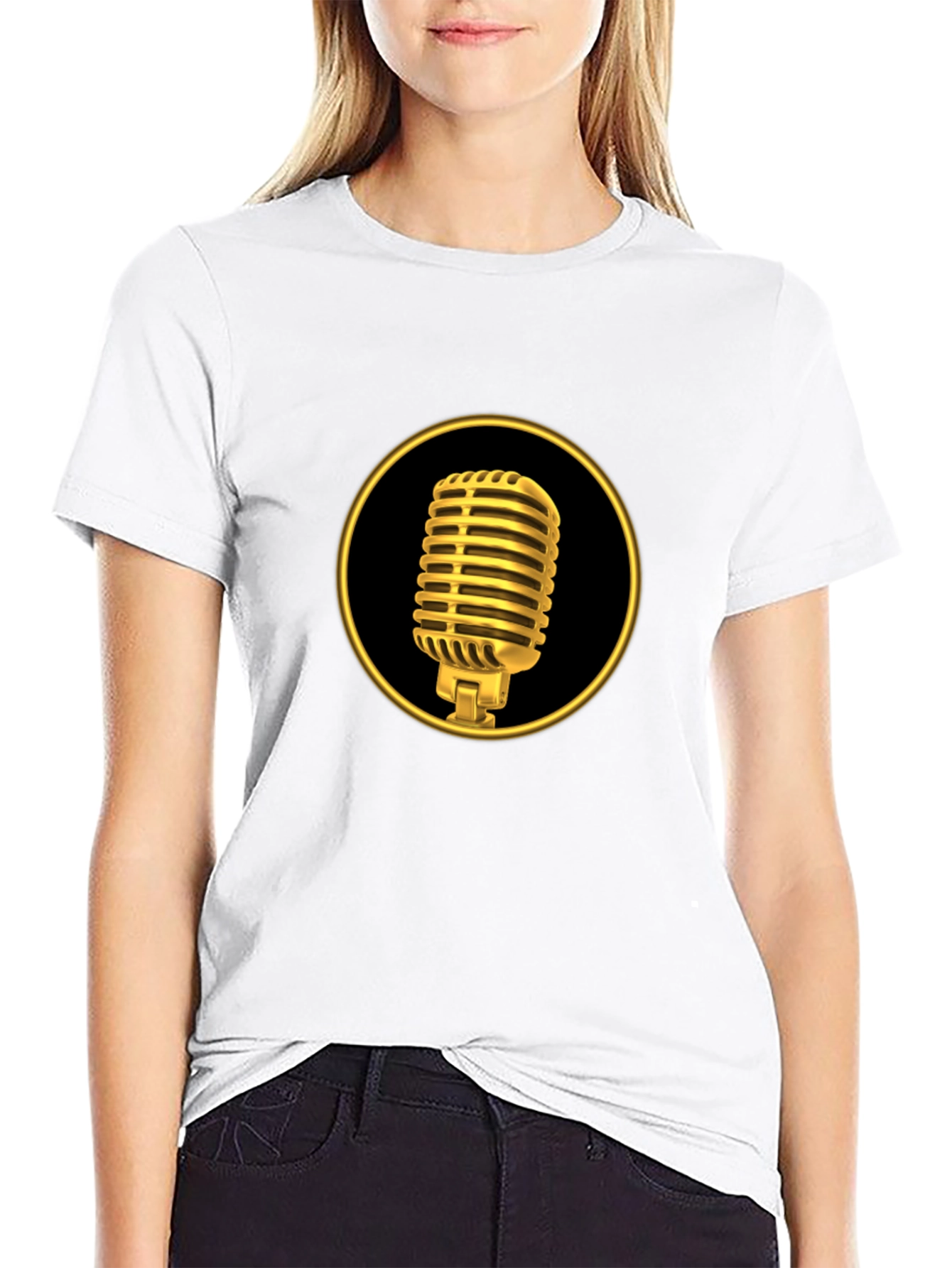 Retro Gold Microphone Black Tee