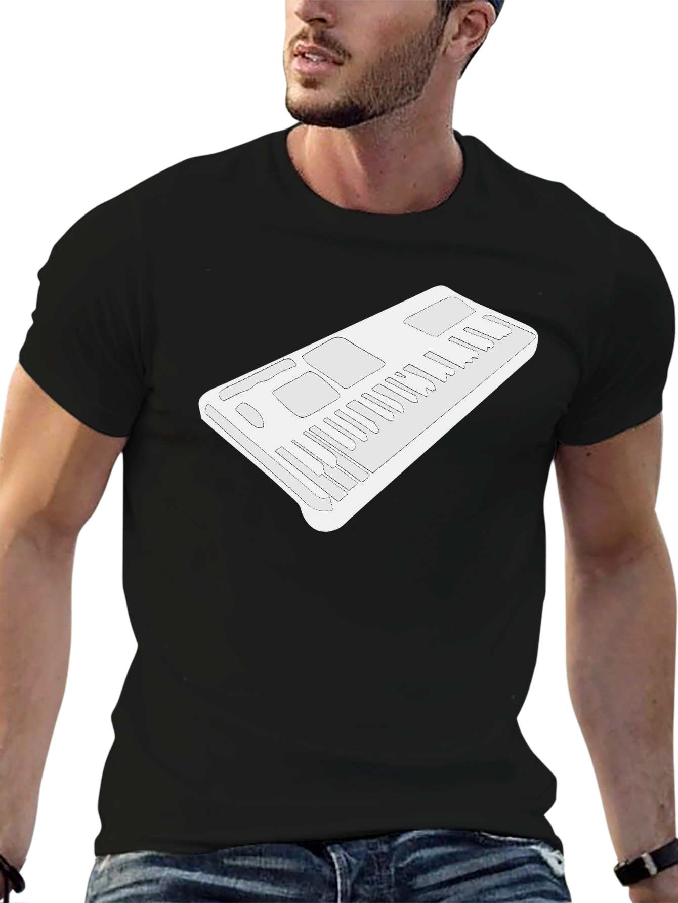 Minimalist Synthesizer Graphic Black T-Shirt