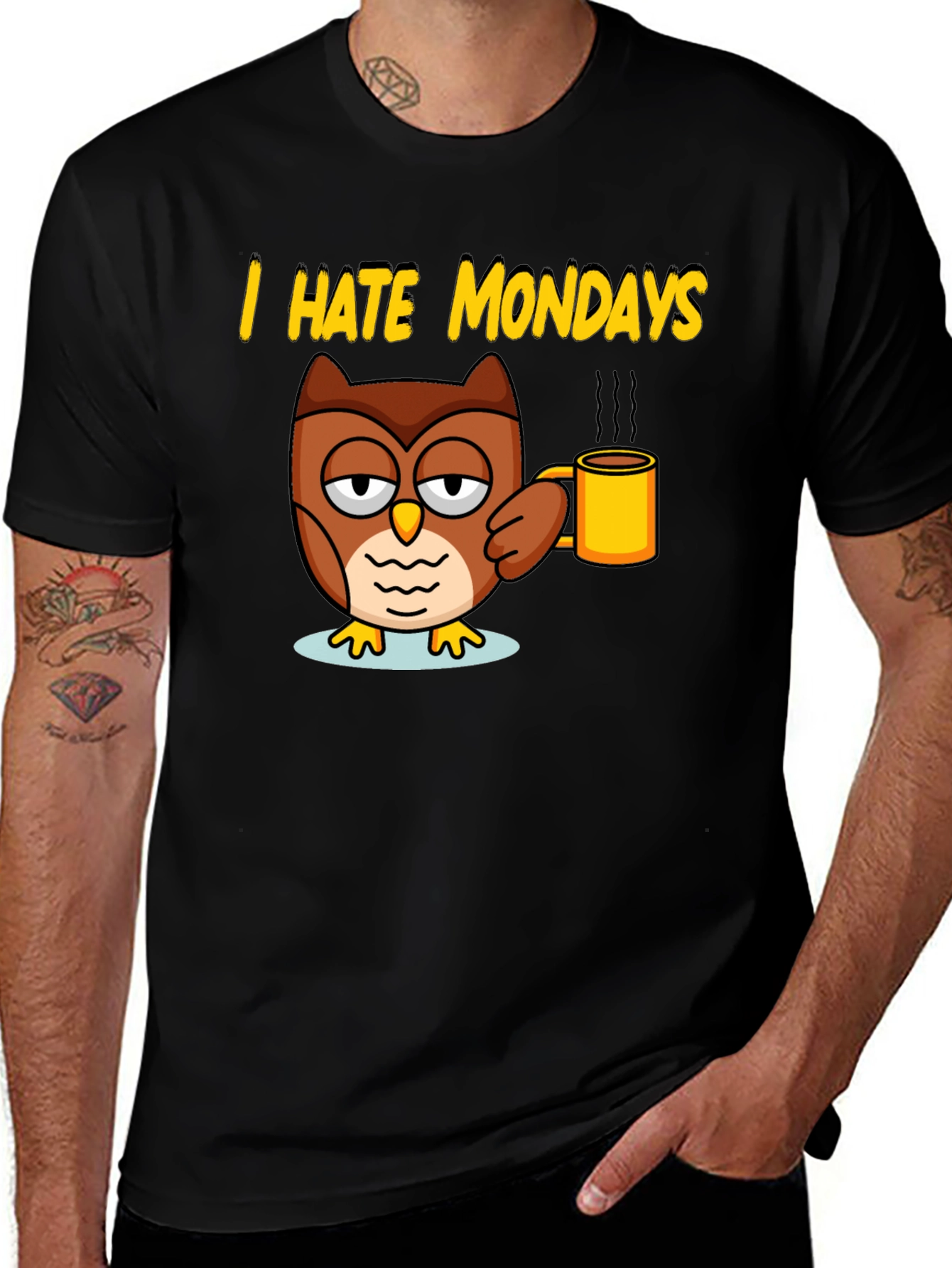 I Hate Mondays Owl T-Shirt - Coffee Lover Tee