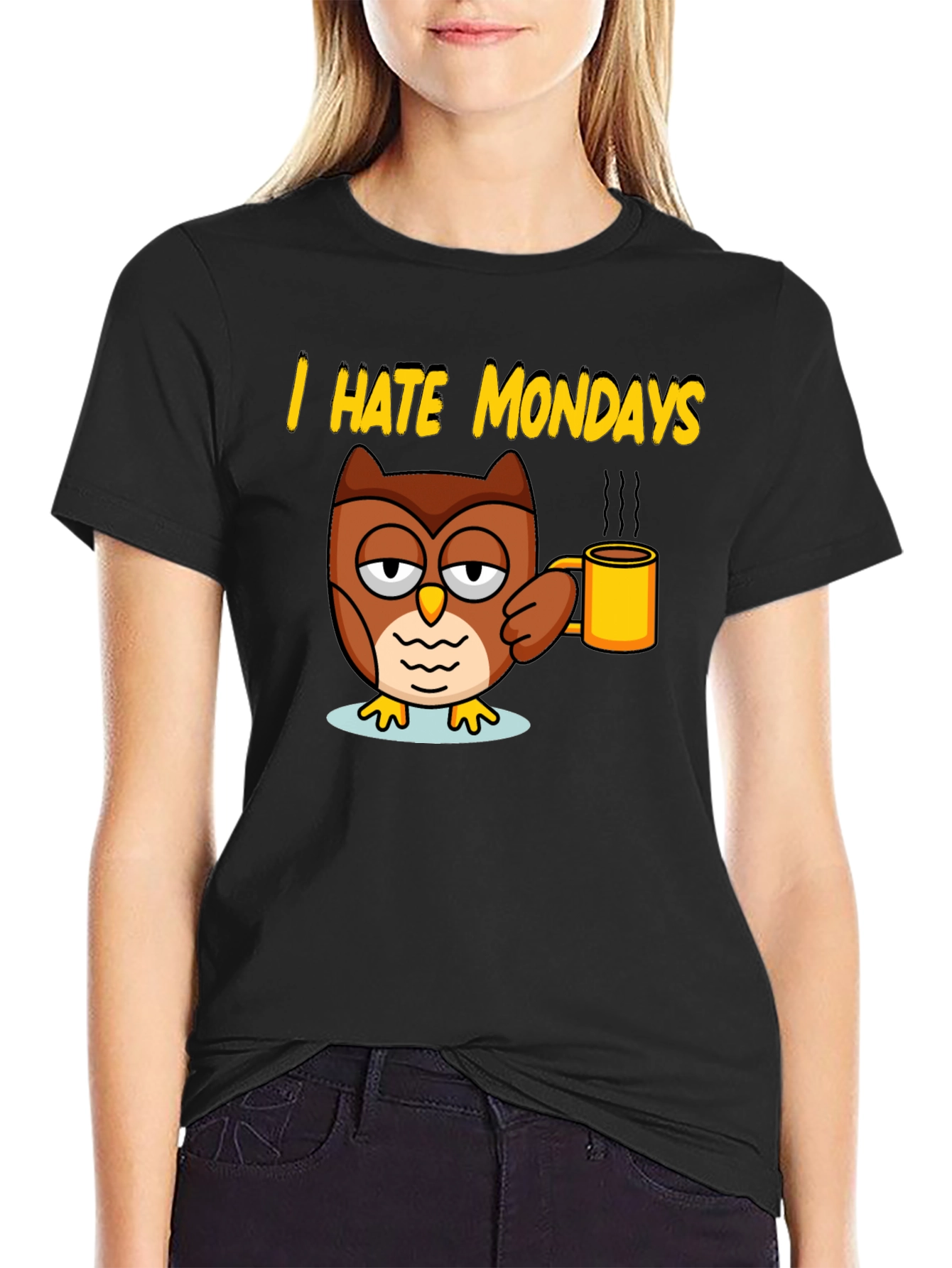 I Hate Mondays Owl T-Shirt - Coffee Lover Tee