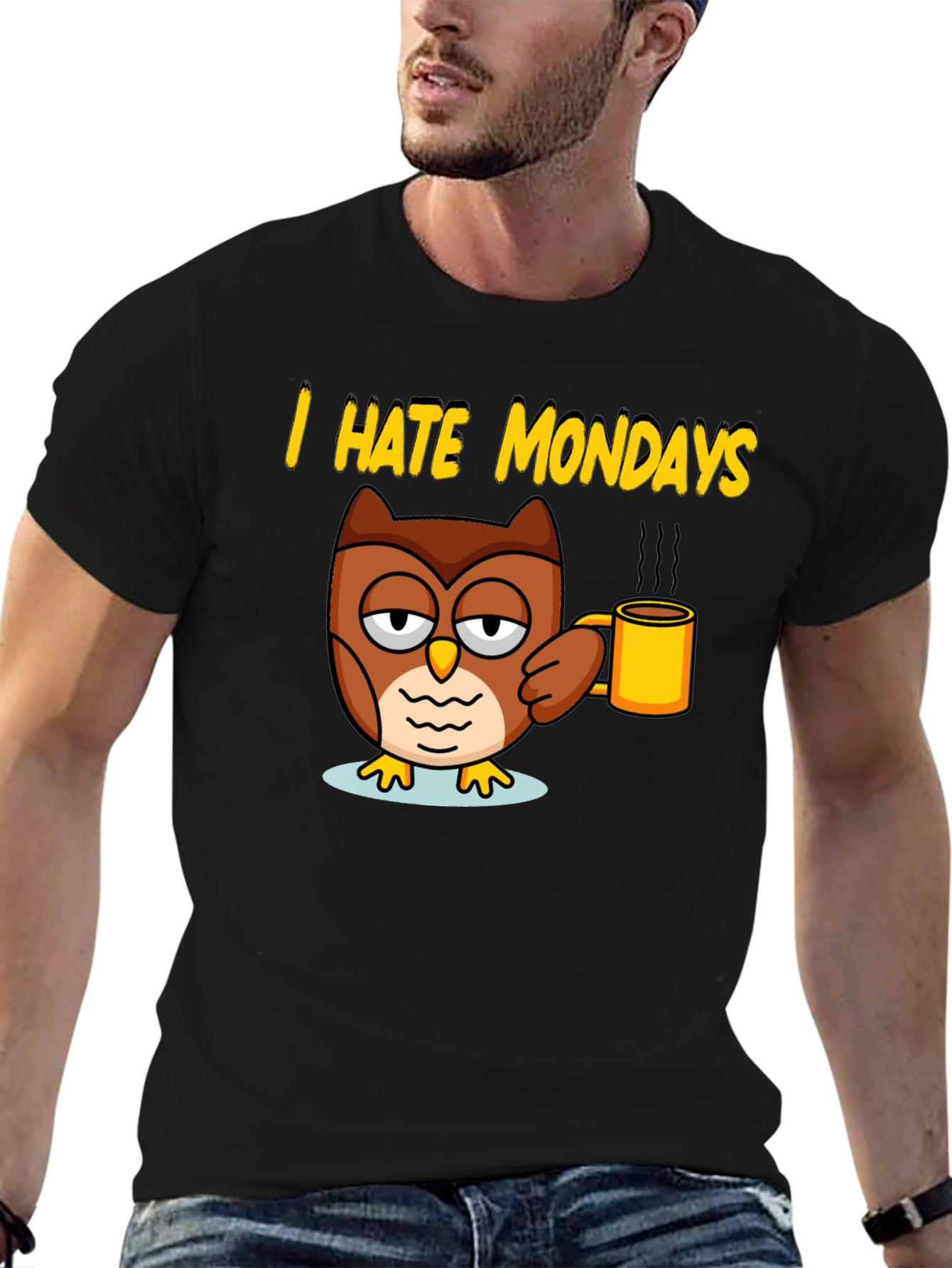 I Hate Mondays Owl T-Shirt - Coffee Lover Tee