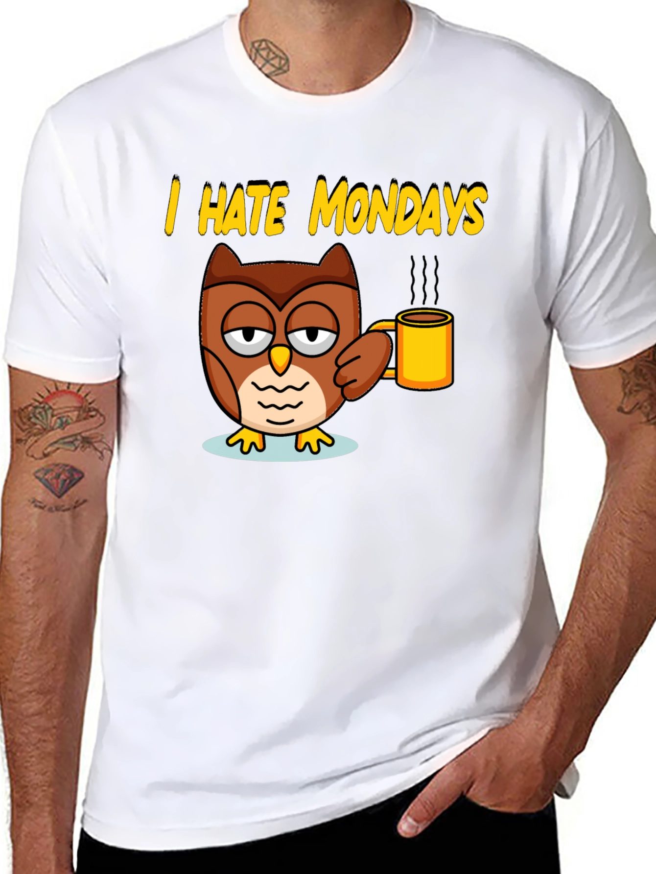 I Hate Mondays Owl T-Shirt - Coffee Lover Tee