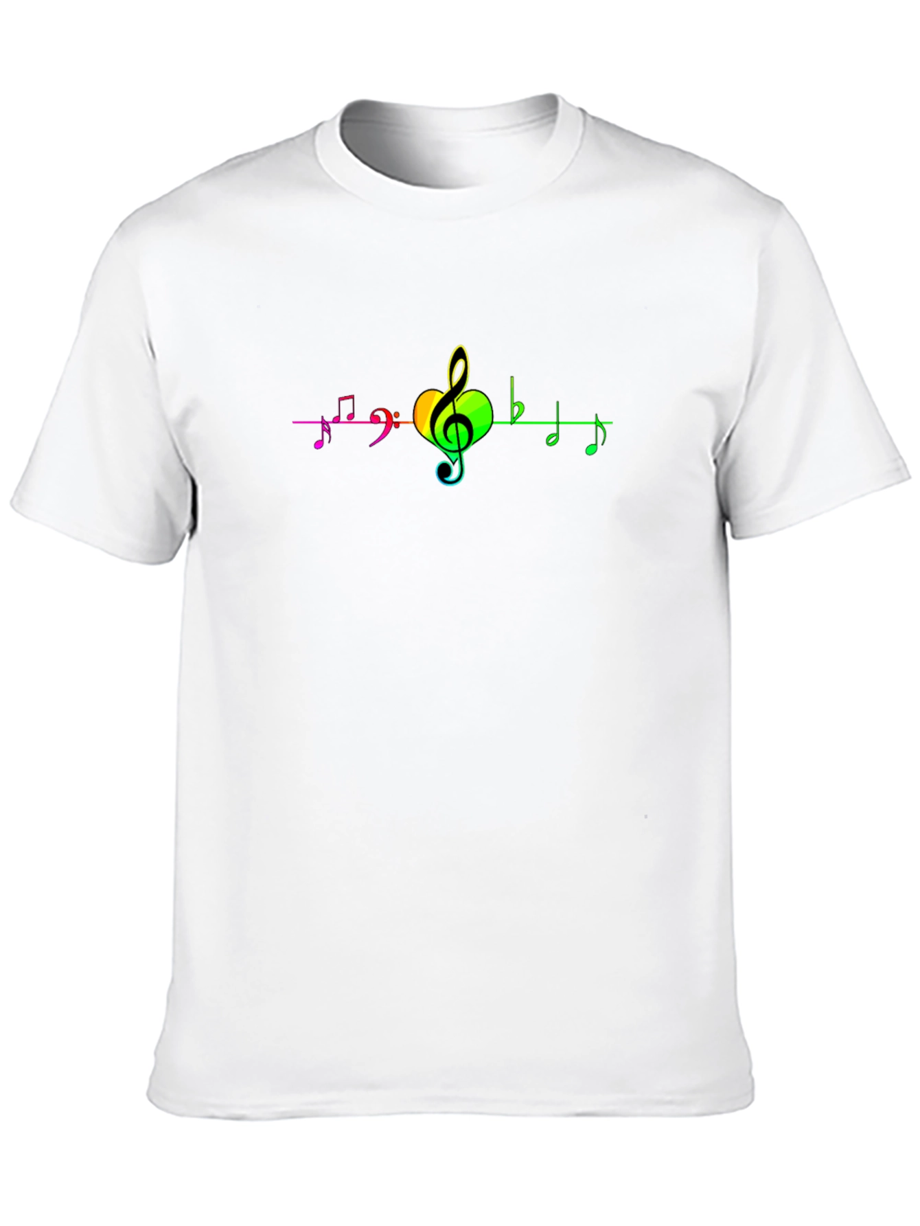 Rainbow Music Notes Black T-Shirt