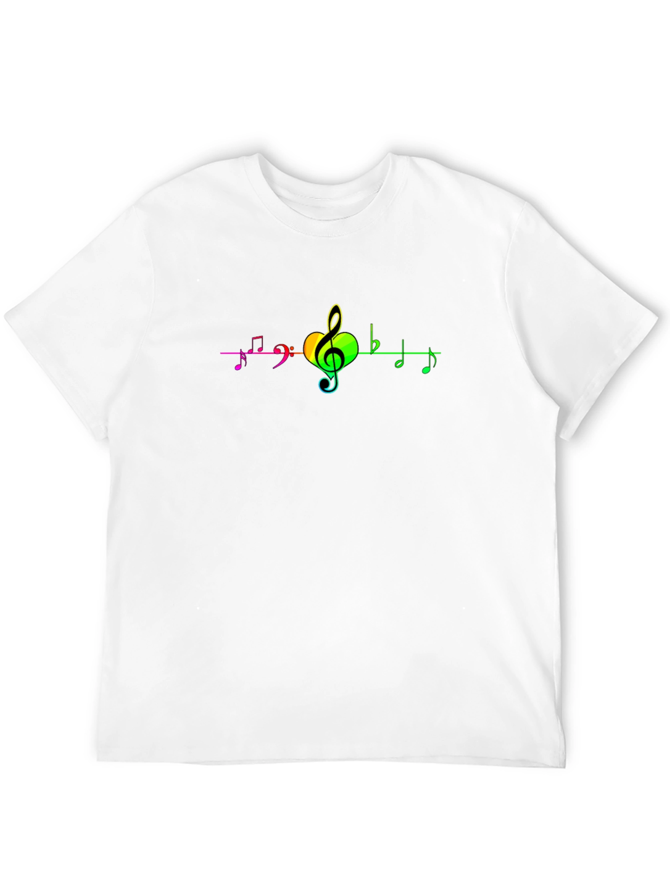 Rainbow Music Notes Black T-Shirt