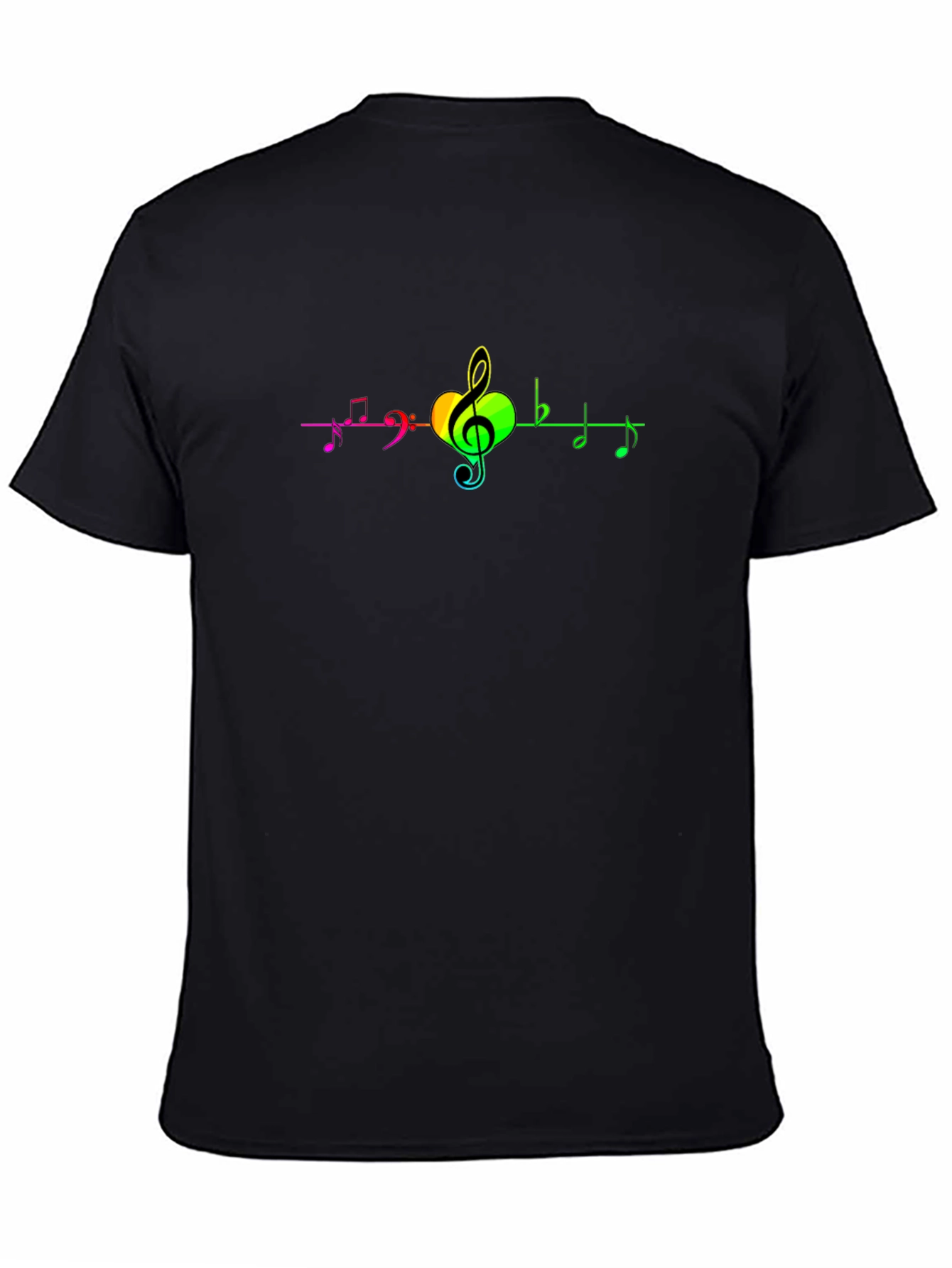 Rainbow Music Notes Black T-Shirt