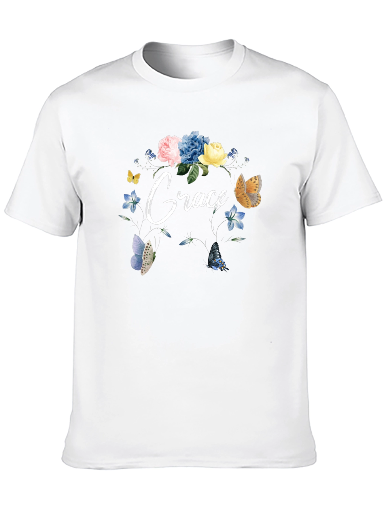 Grace Floral Butterfly Black T-Shirt