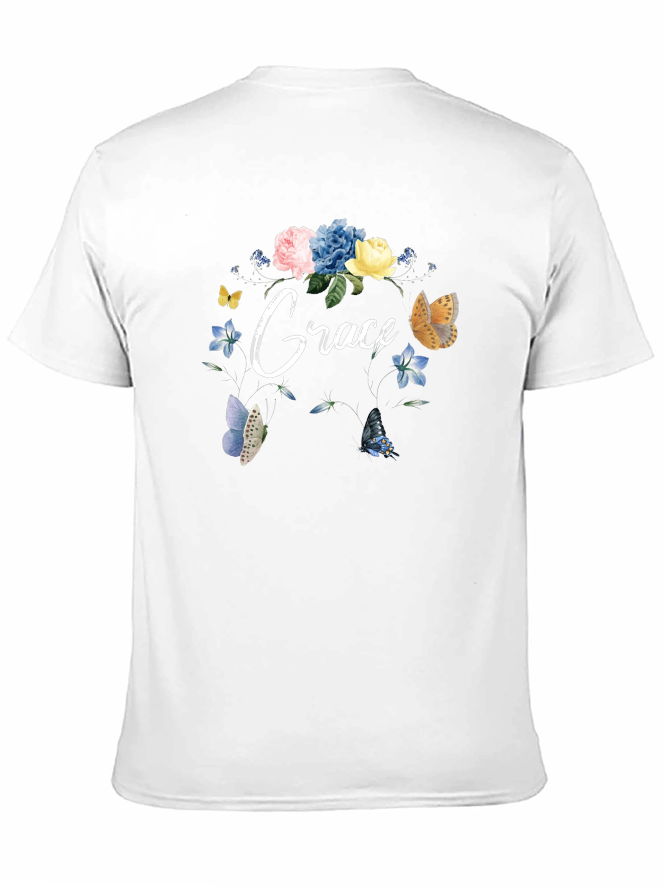 Grace Floral Butterfly Black T-Shirt