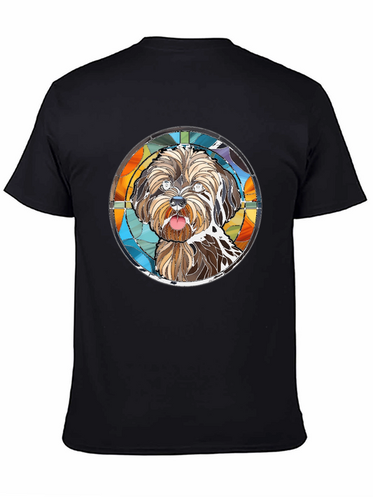 Dog Portrait Stained Glass T-Shirt - Unique Art Tee