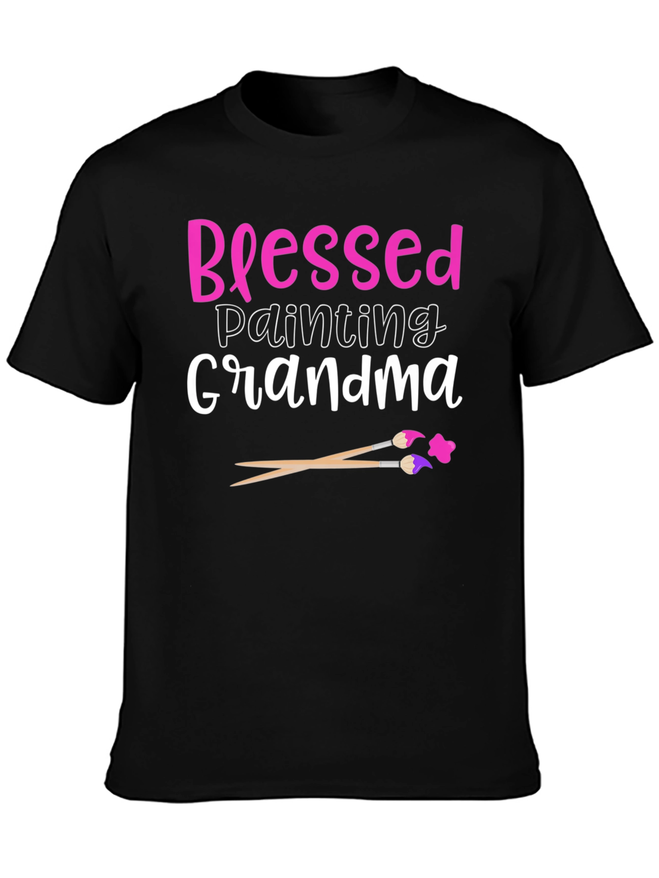 Blessed Painting Grandma Graphic Tee - Black