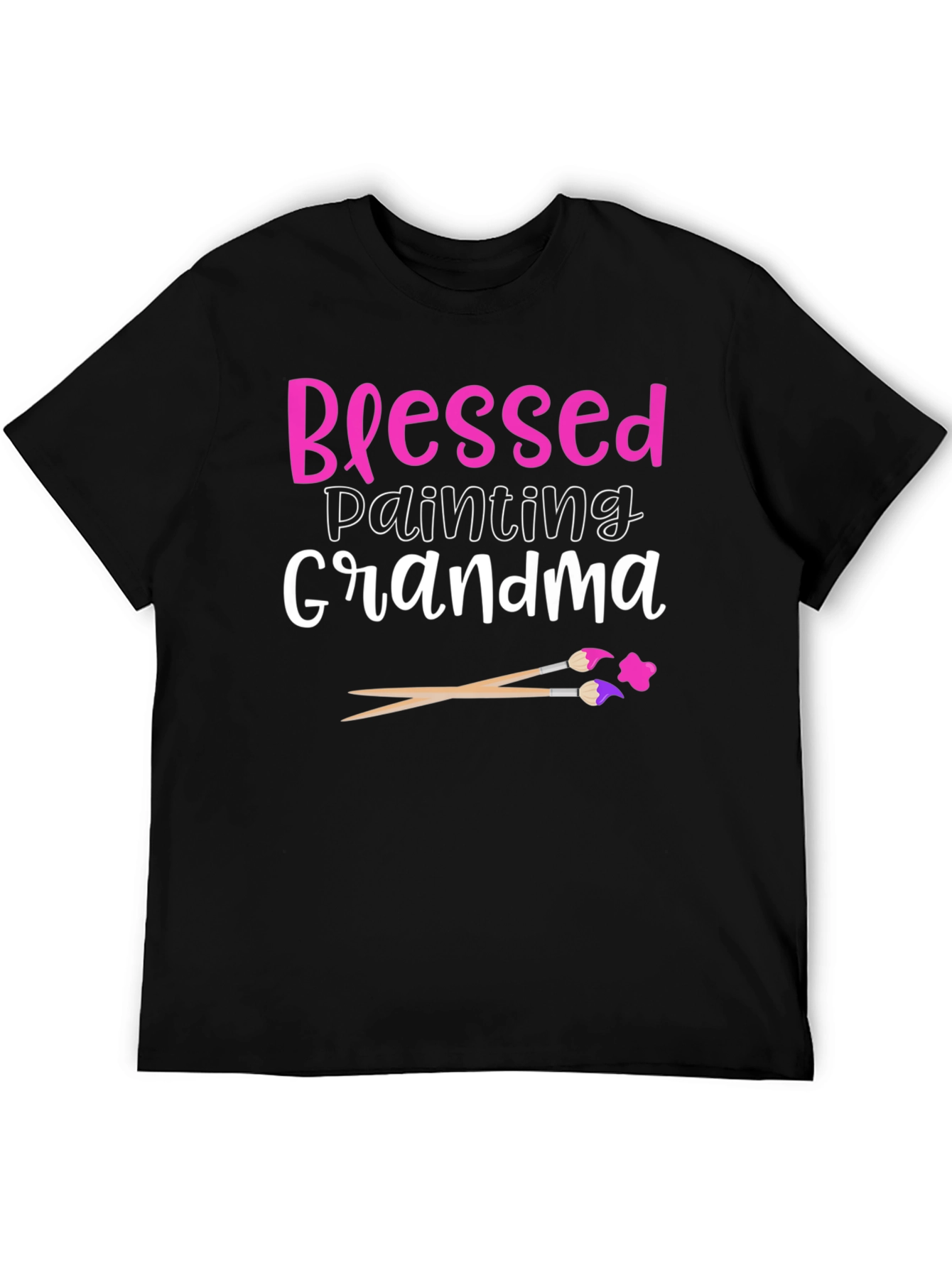 Blessed Painting Grandma Graphic Tee - Black