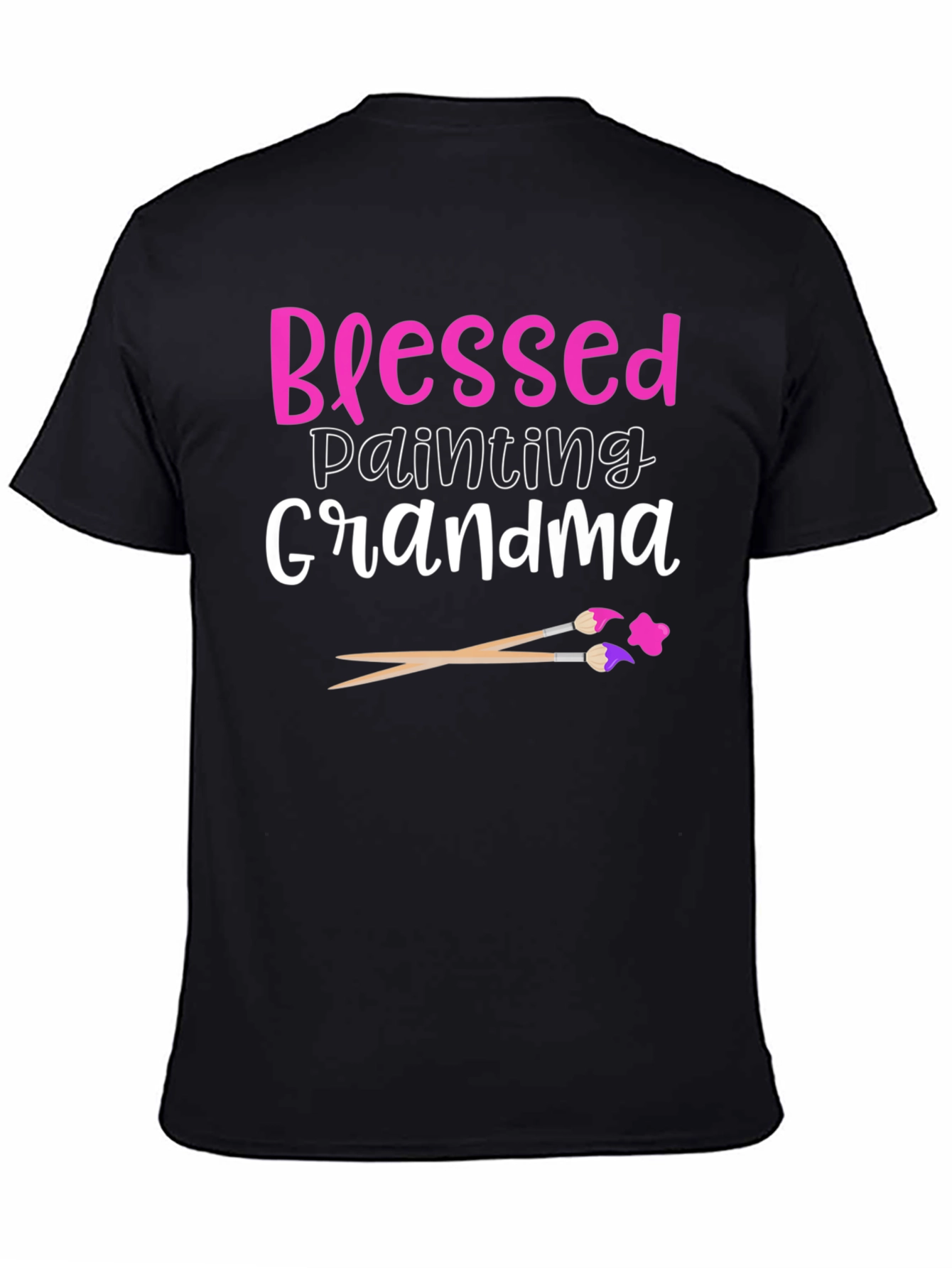 Blessed Painting Grandma Graphic Tee - Black