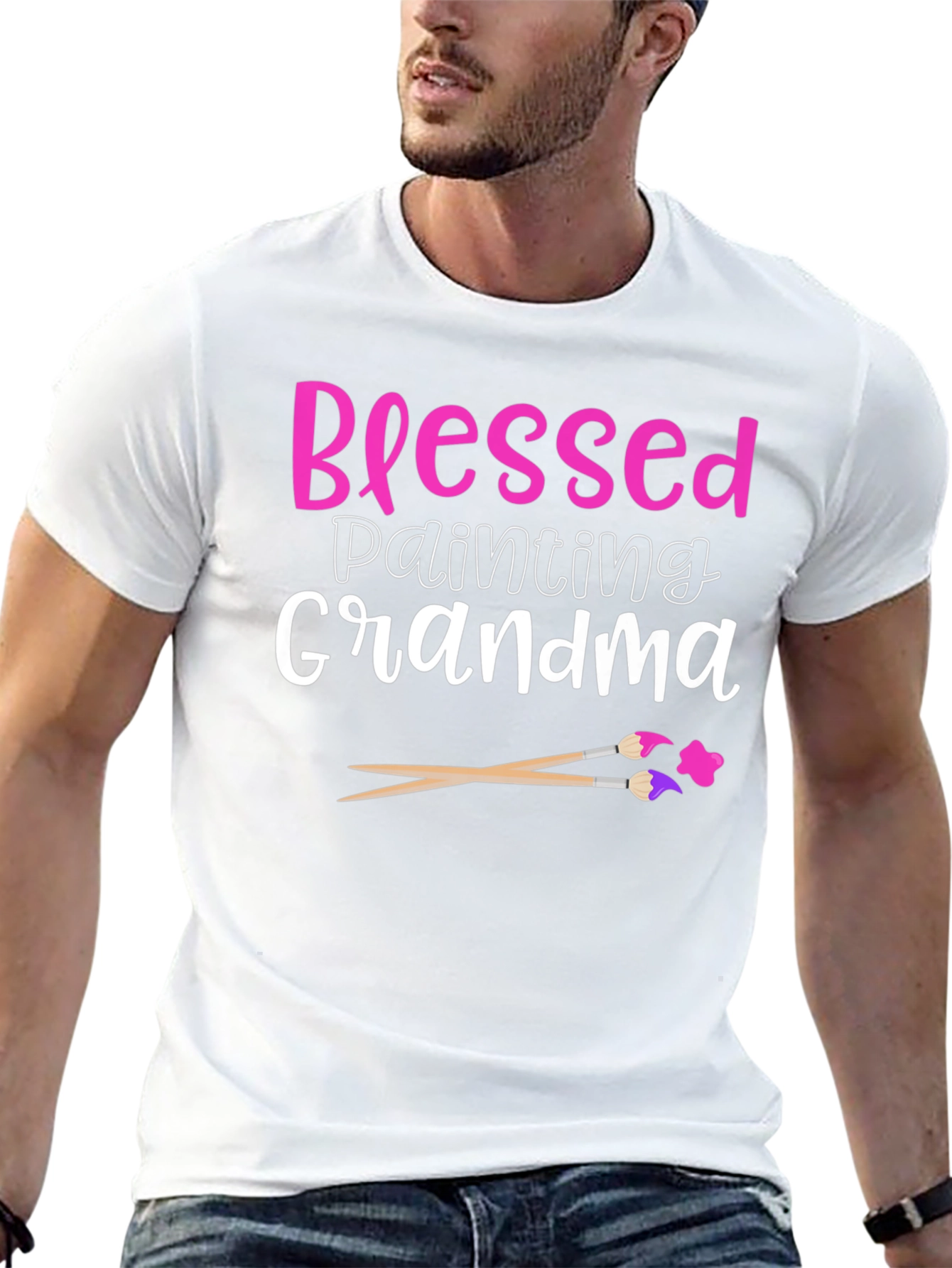 Blessed Painting Grandma Graphic Tee - Black