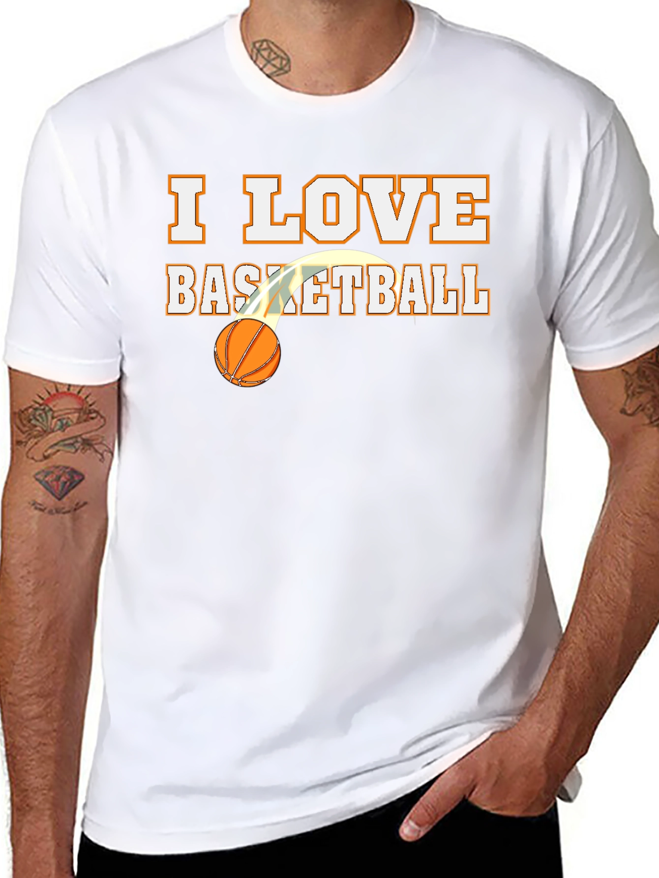 I Love Basketball Graphic Tee - Black Cotton Shirt