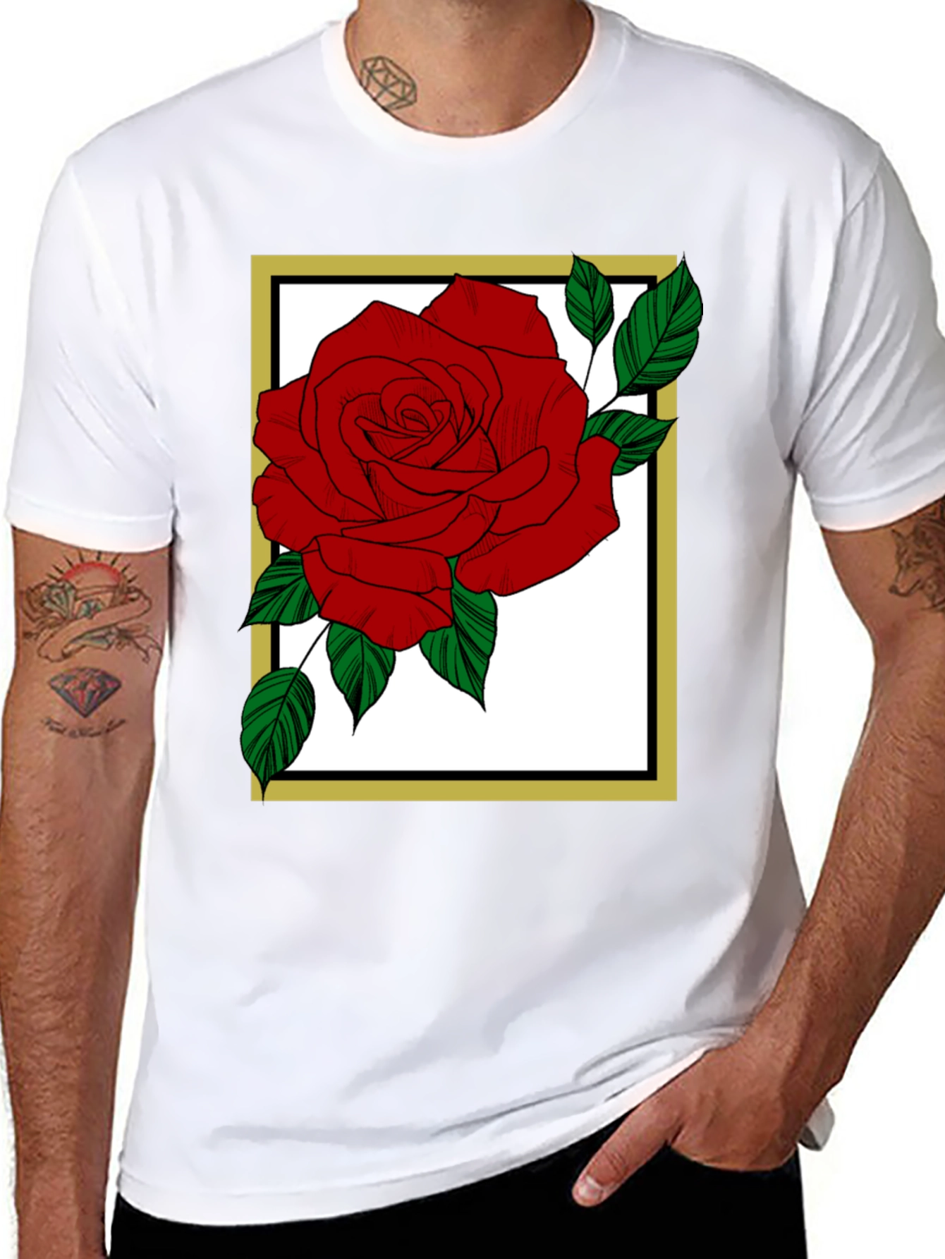 Rose Graphic Tee - Black Cotton Blend