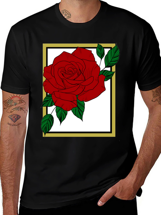Rose Graphic Tee - Black Cotton Blend