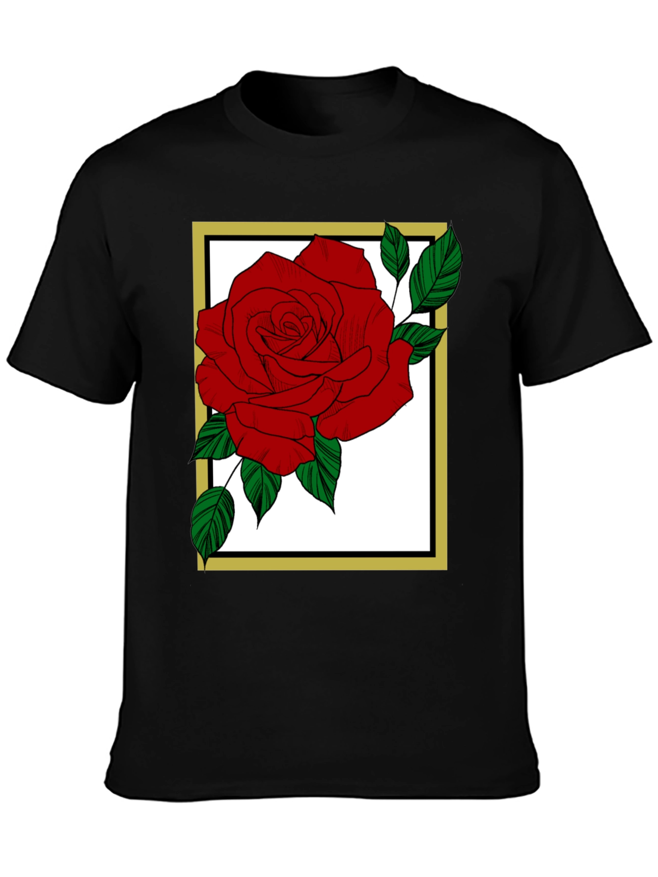 Rose Graphic Tee - Black Cotton Blend