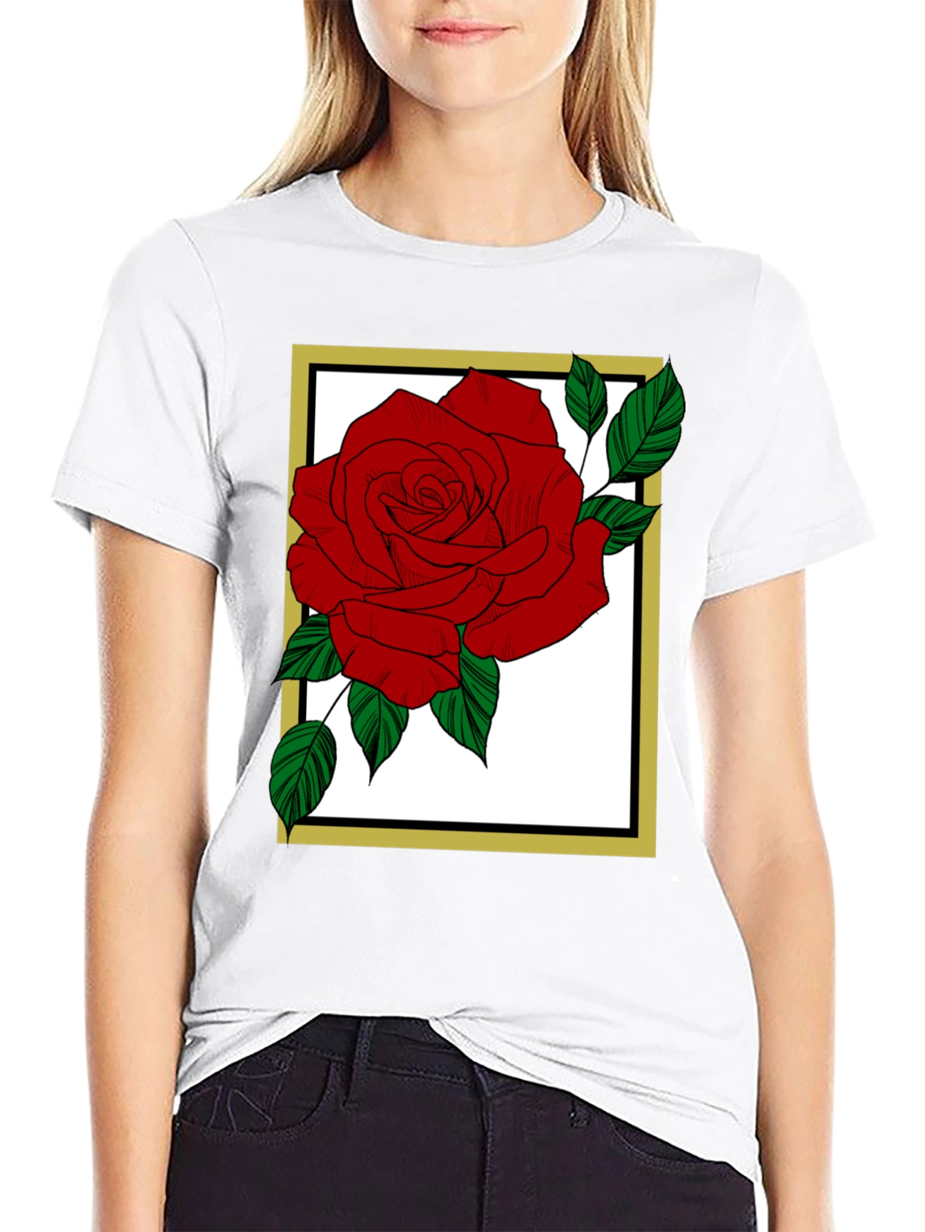 Rose Graphic Tee - Black Cotton Blend