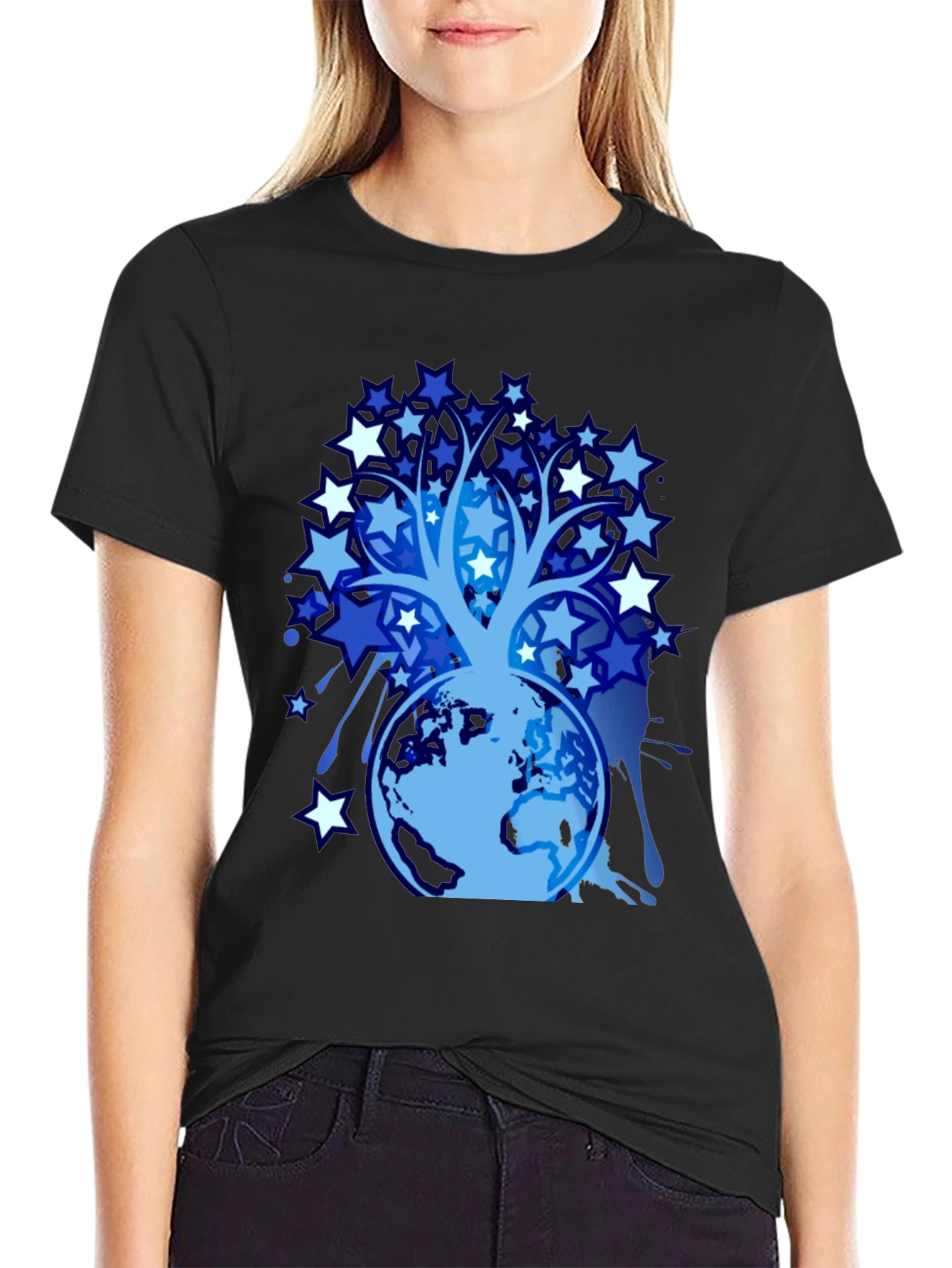 Star Tree Globe Graphic T-Shirt