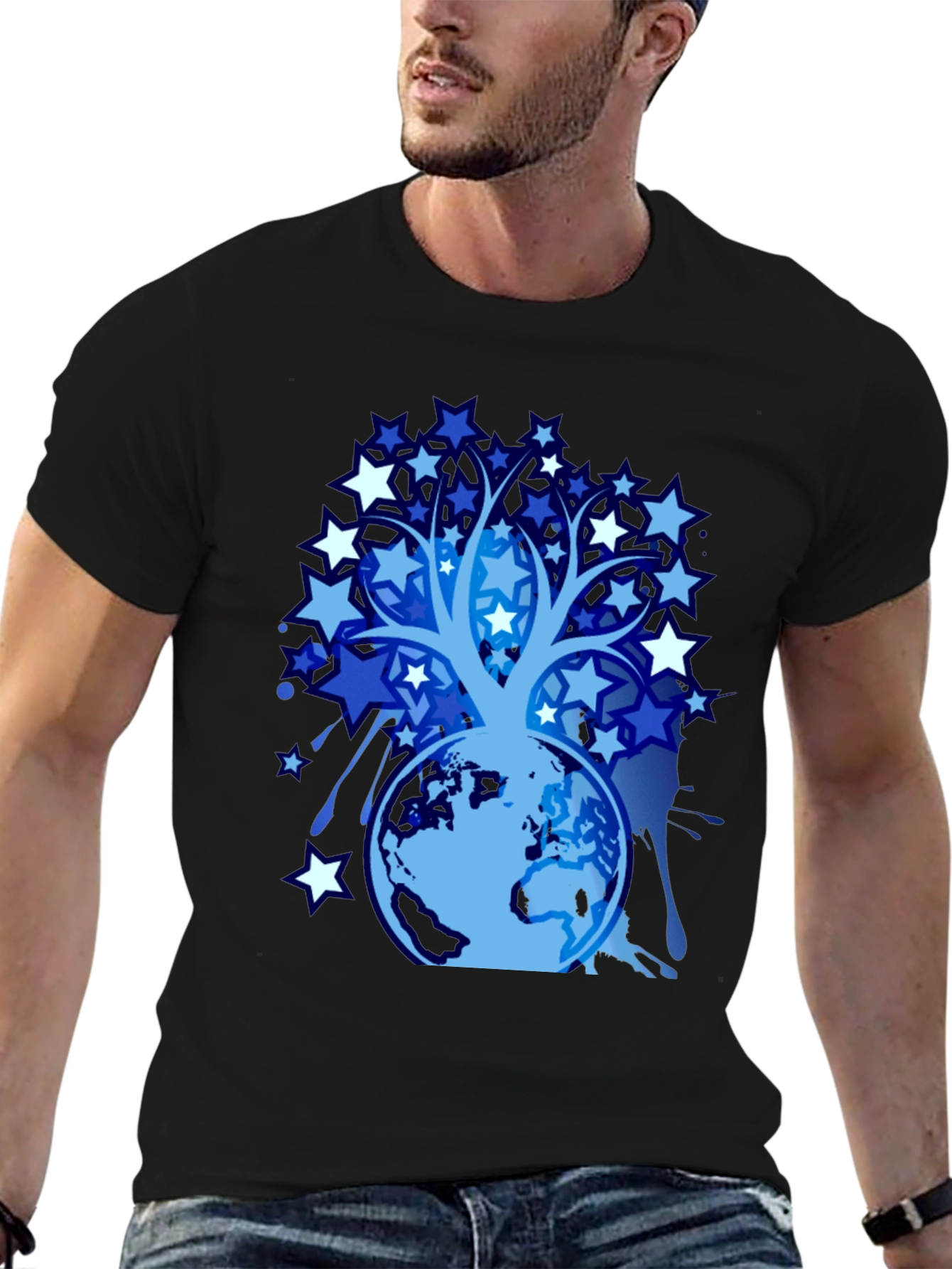 Star Tree Globe Graphic T-Shirt