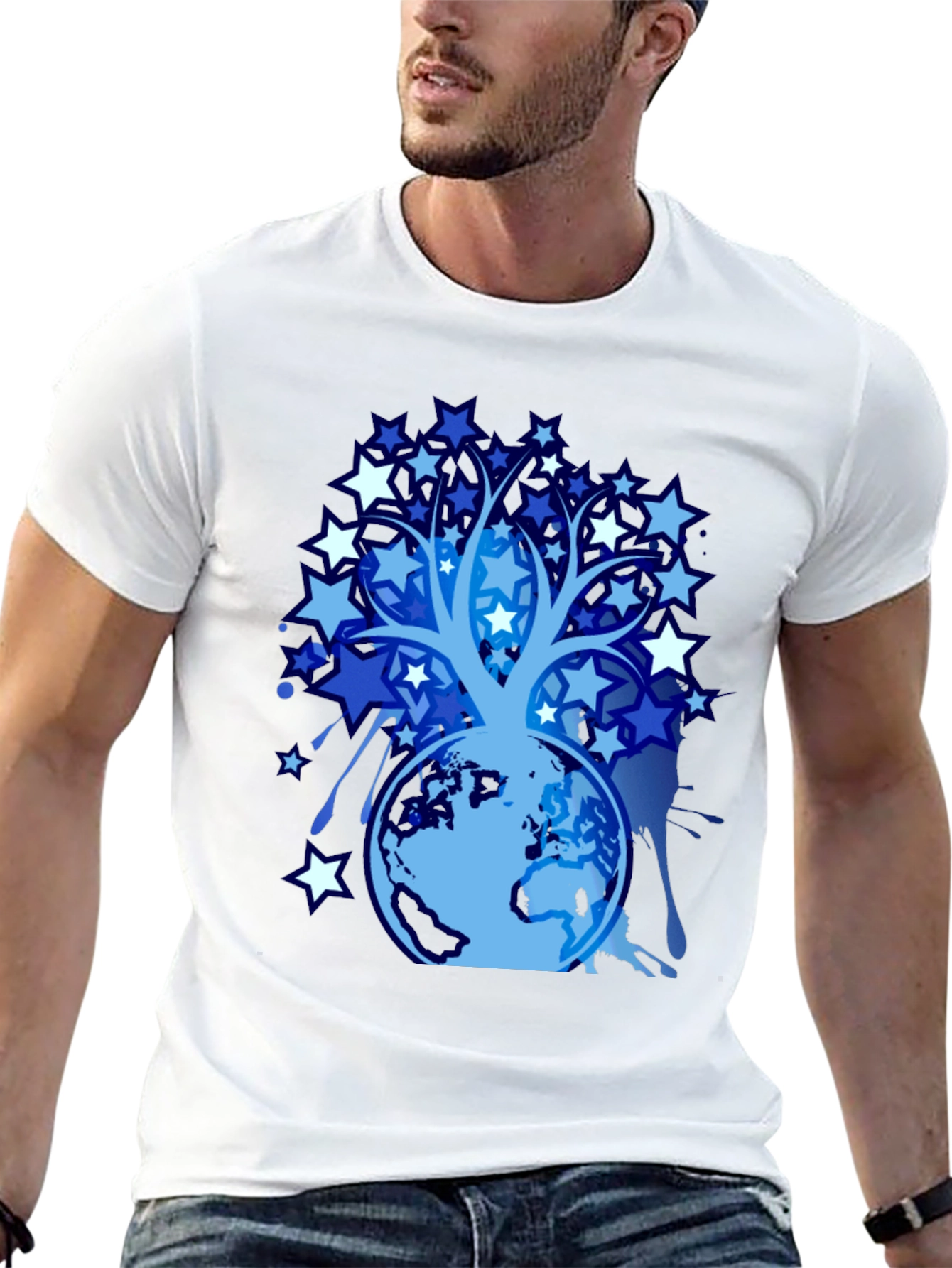 Star Tree Globe Graphic T-Shirt