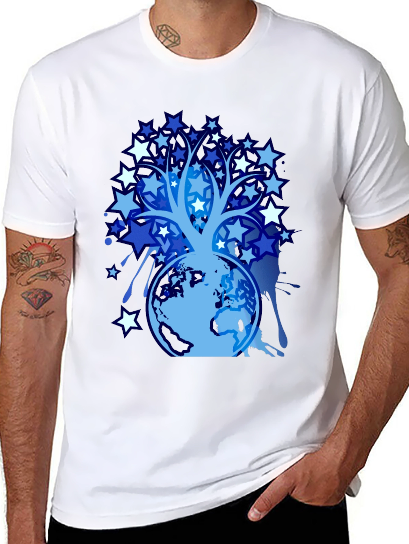 Star Tree Globe Graphic T-Shirt