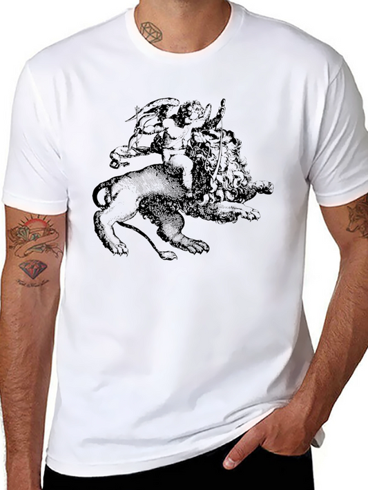 Cupid and Lion Black Graphic Tee