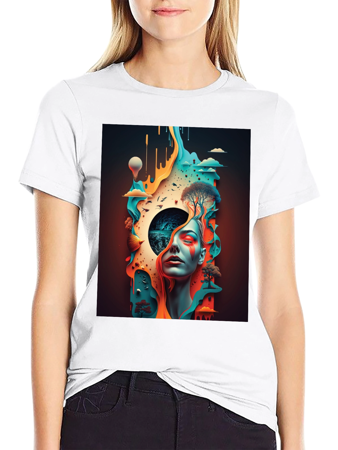 Surreal Dreamscape Graphic Tee - Black Unisex Shirt