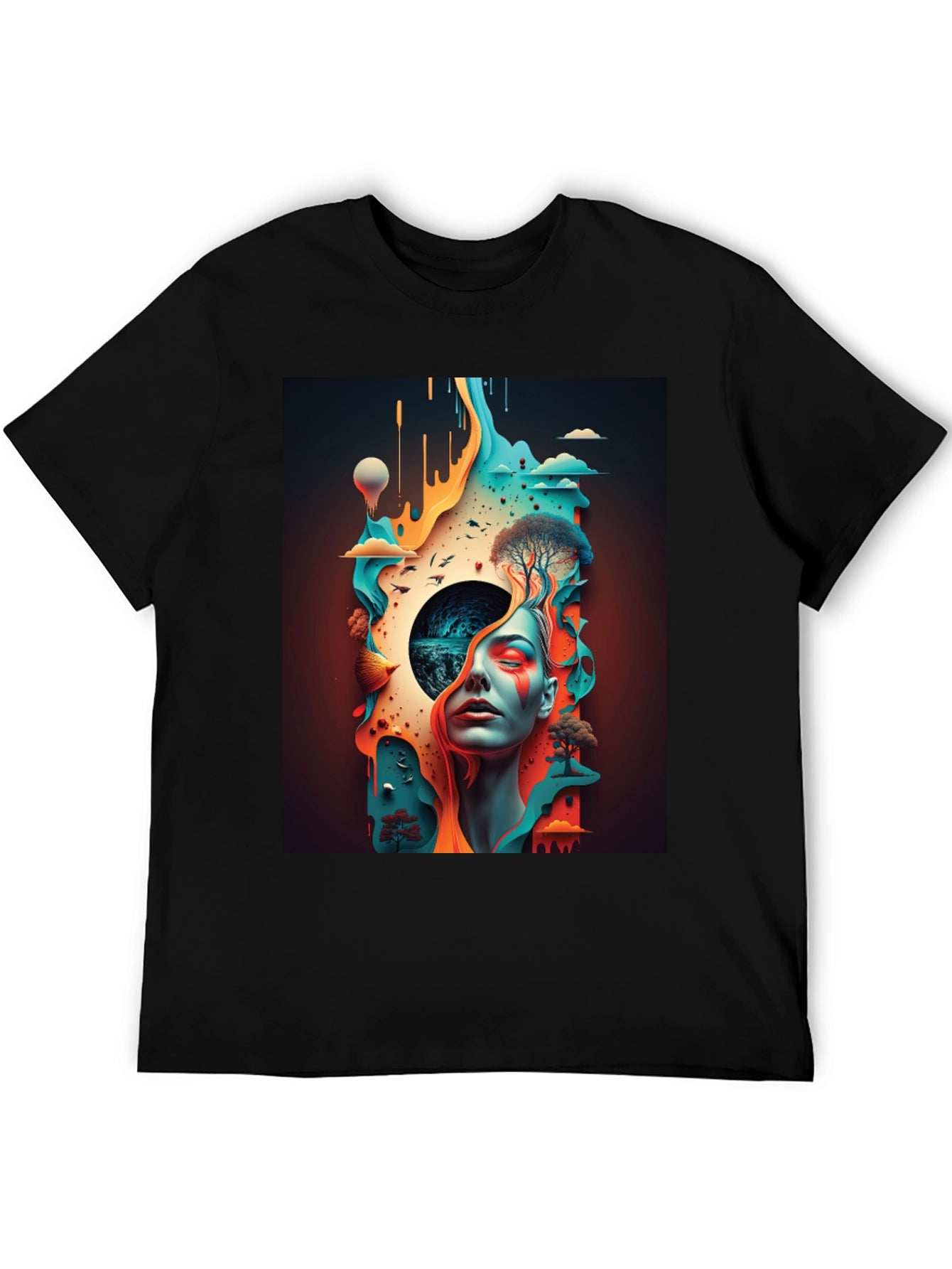 Surreal Dreamscape Graphic Tee - Black Unisex Shirt